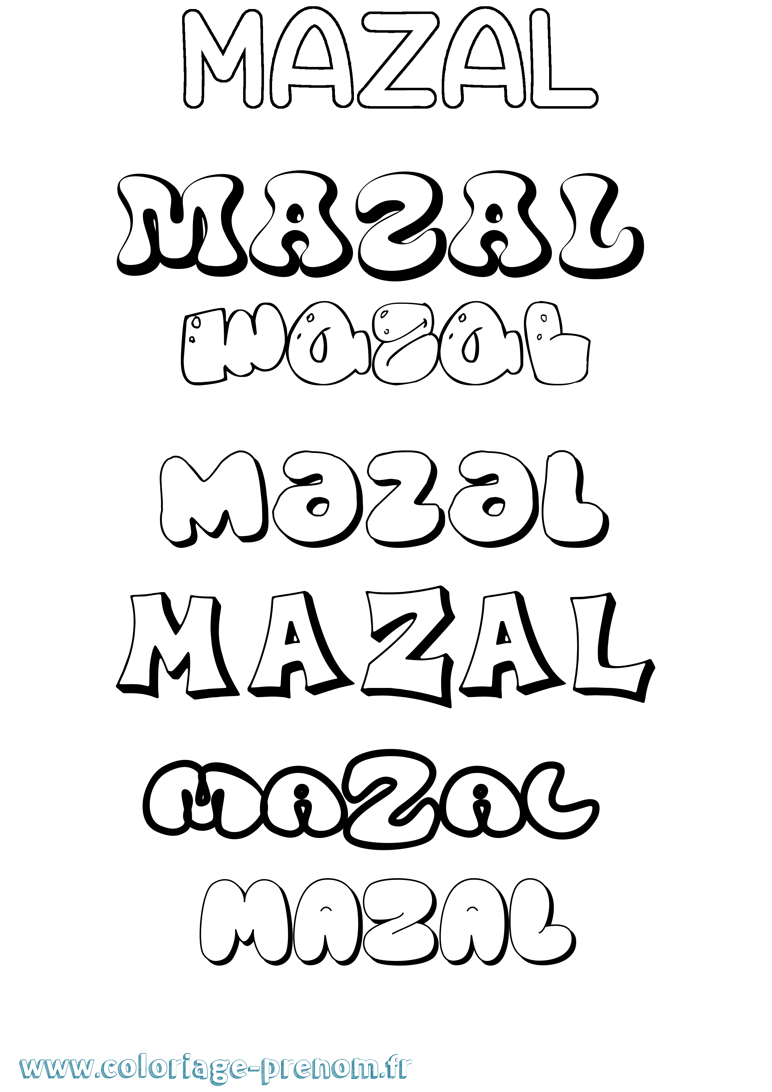 Coloriage prénom Mazal Bubble