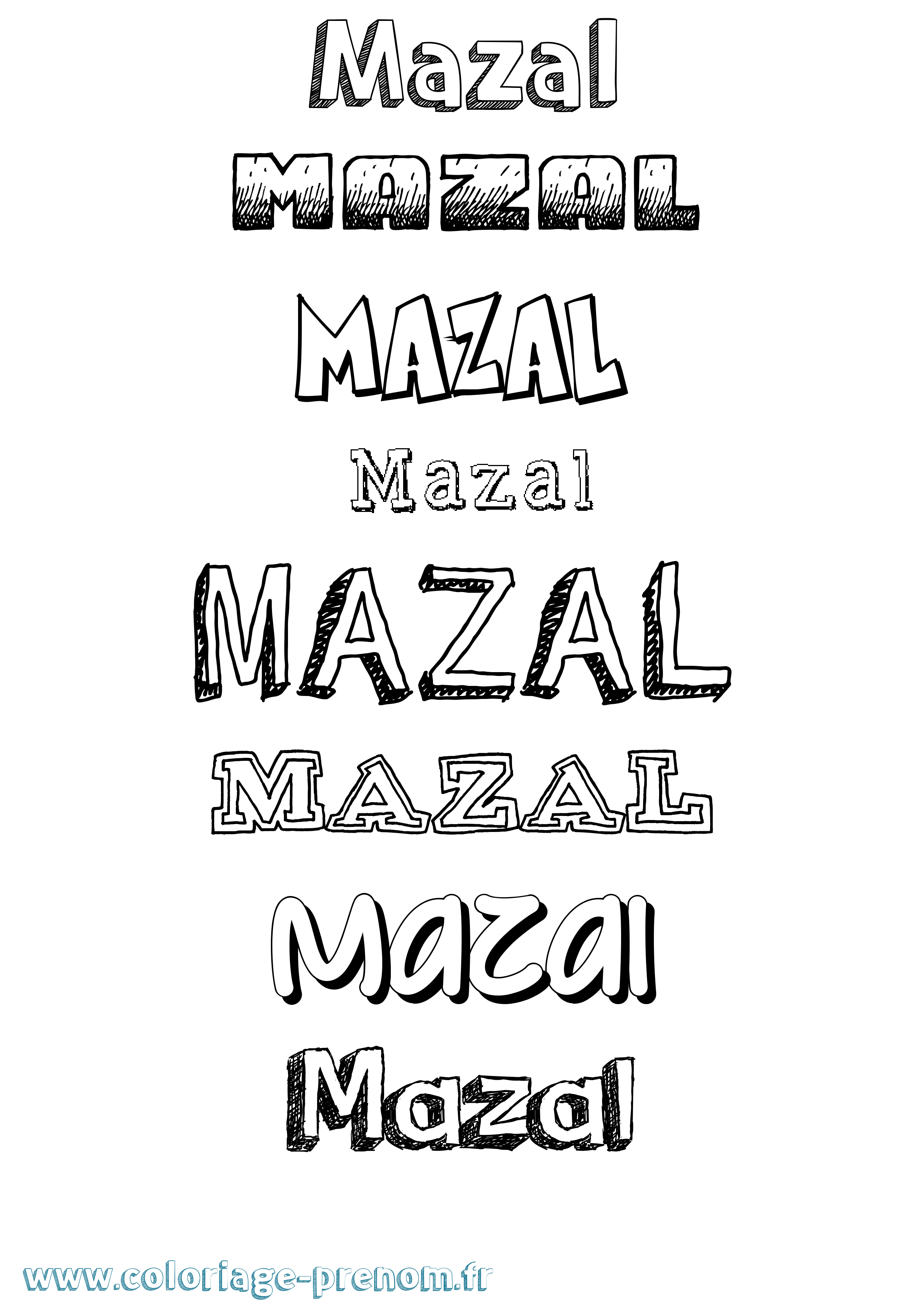 Coloriage prénom Mazal Dessiné