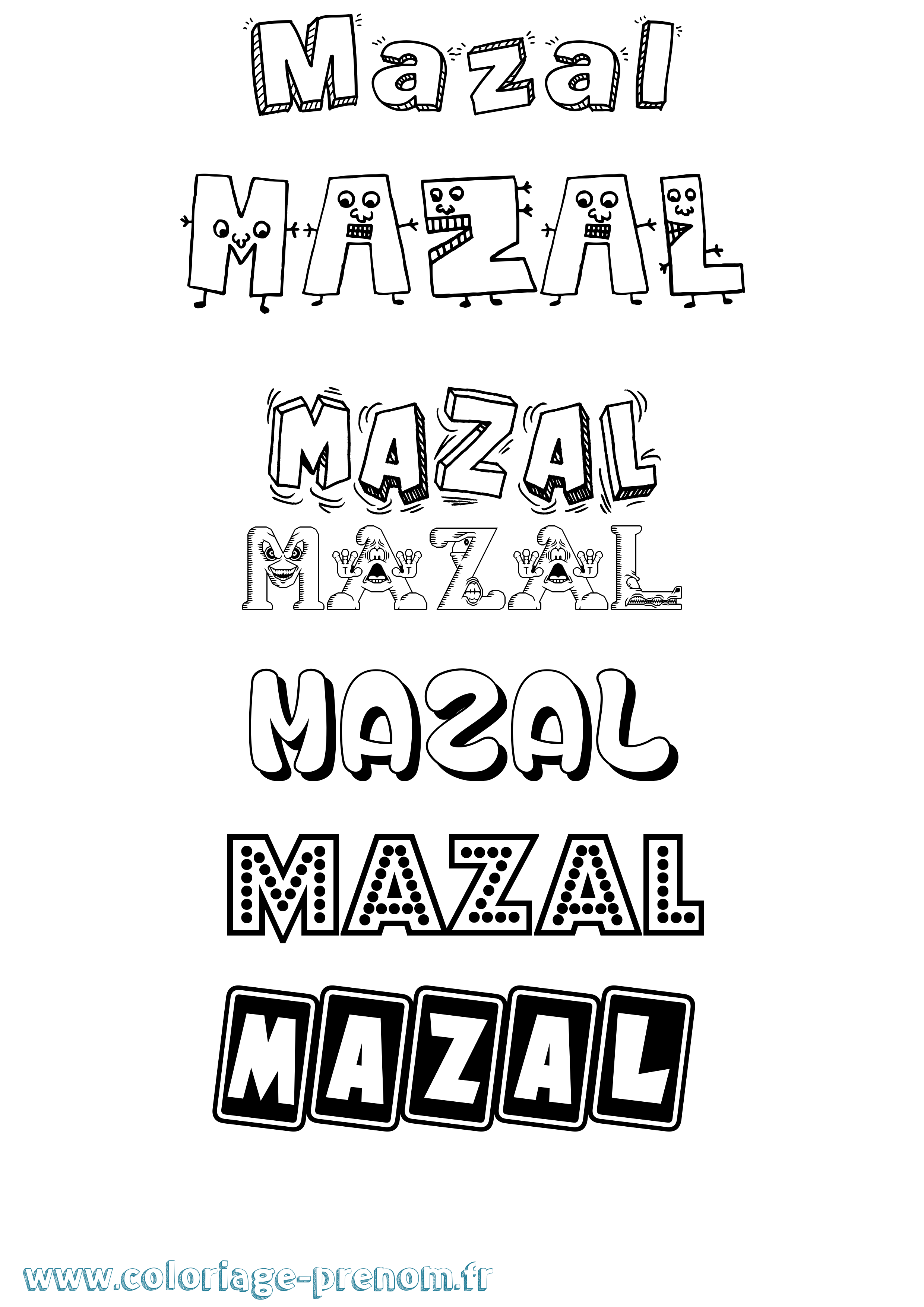 Coloriage prénom Mazal Fun