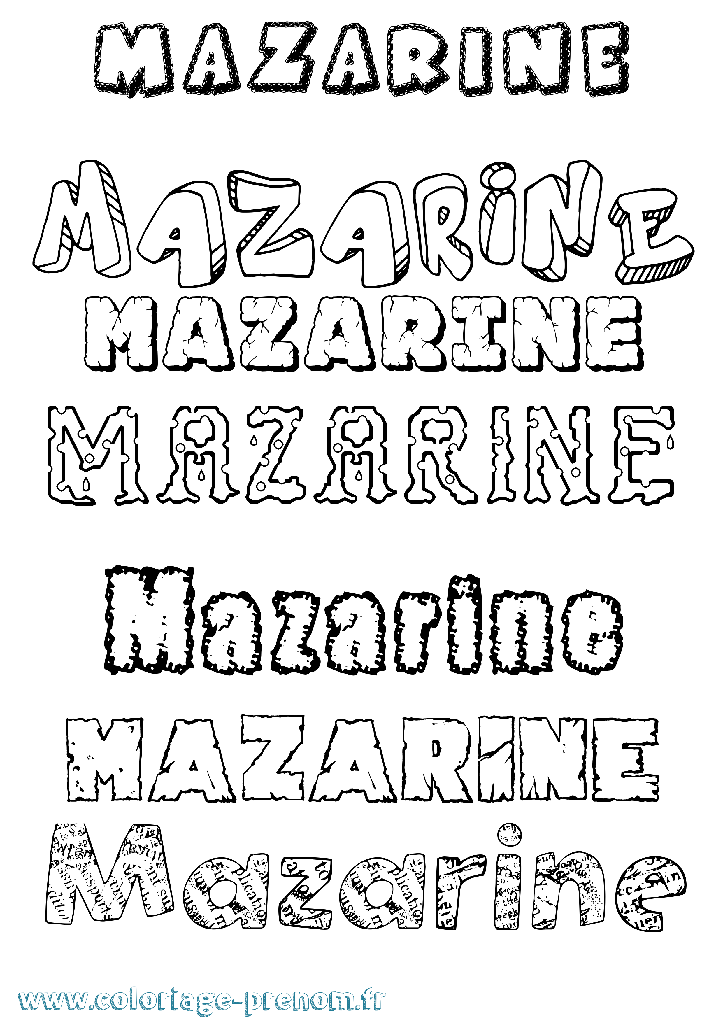 Coloriage prénom Mazarine Destructuré