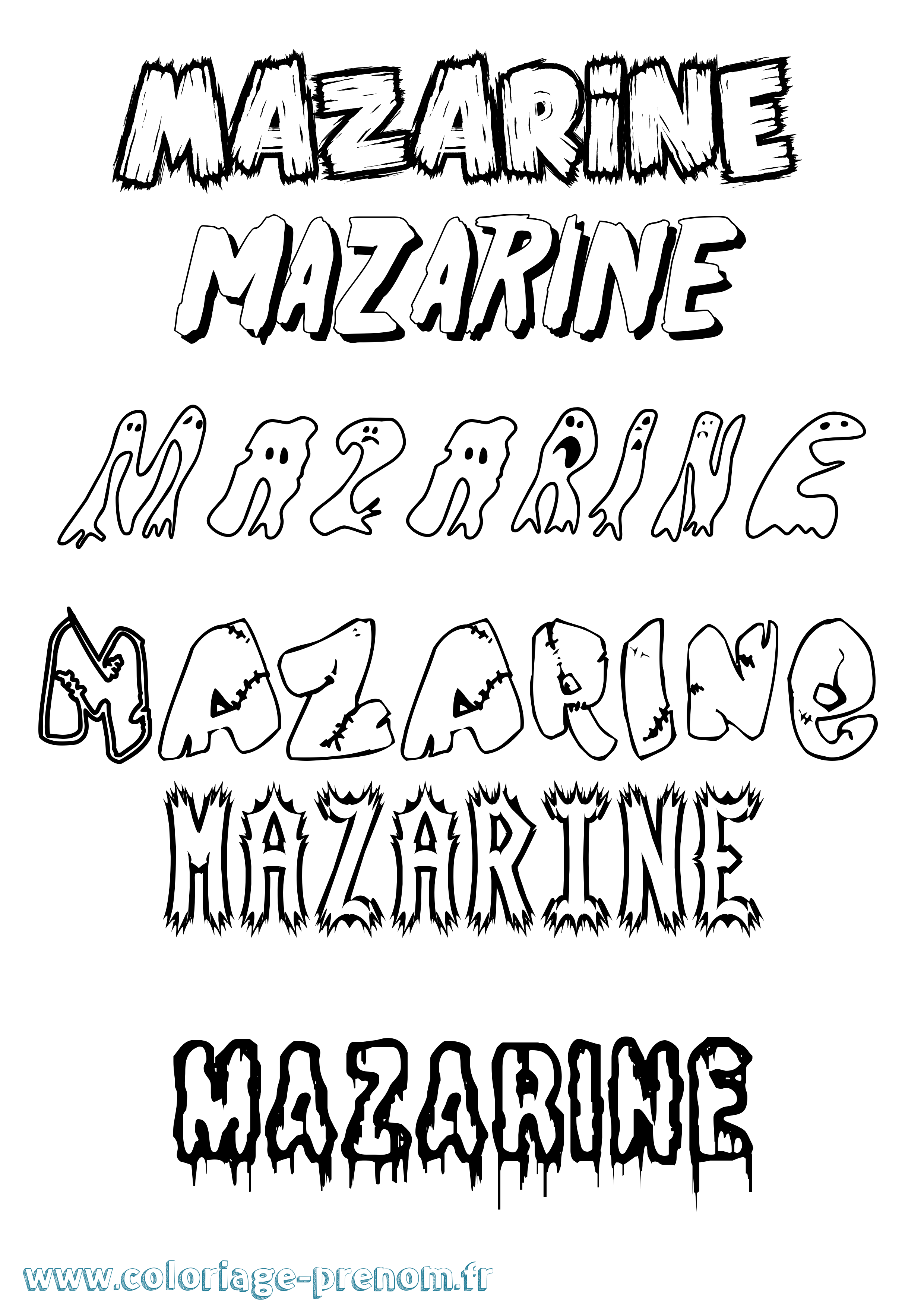 Coloriage prénom Mazarine Frisson