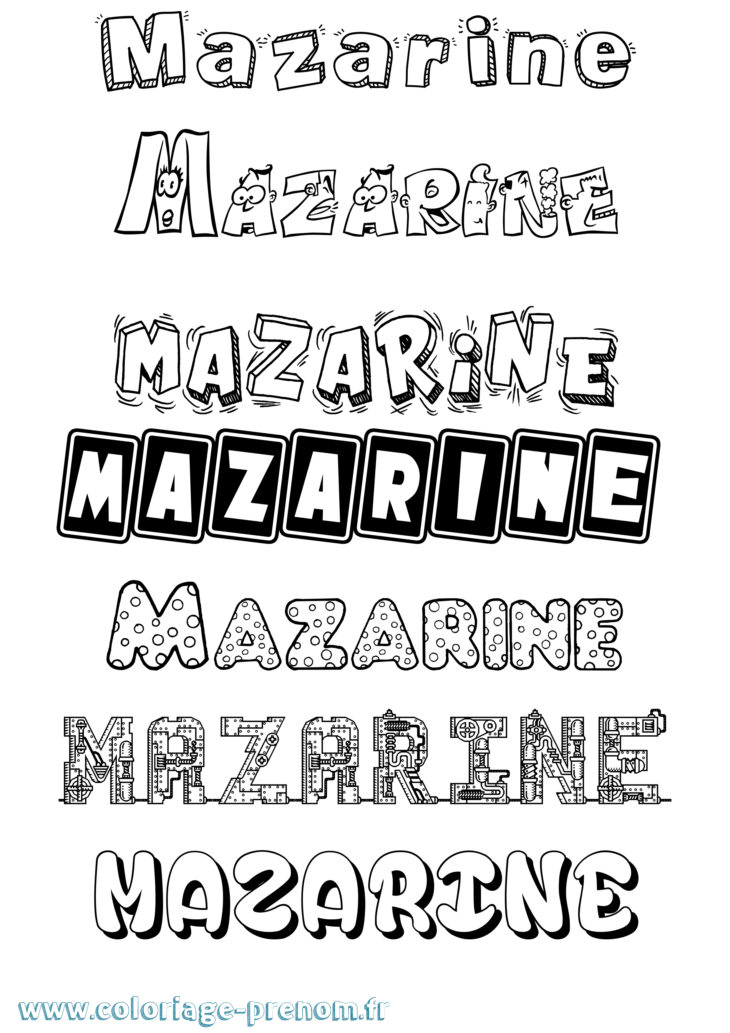 Coloriage prénom Mazarine Fun