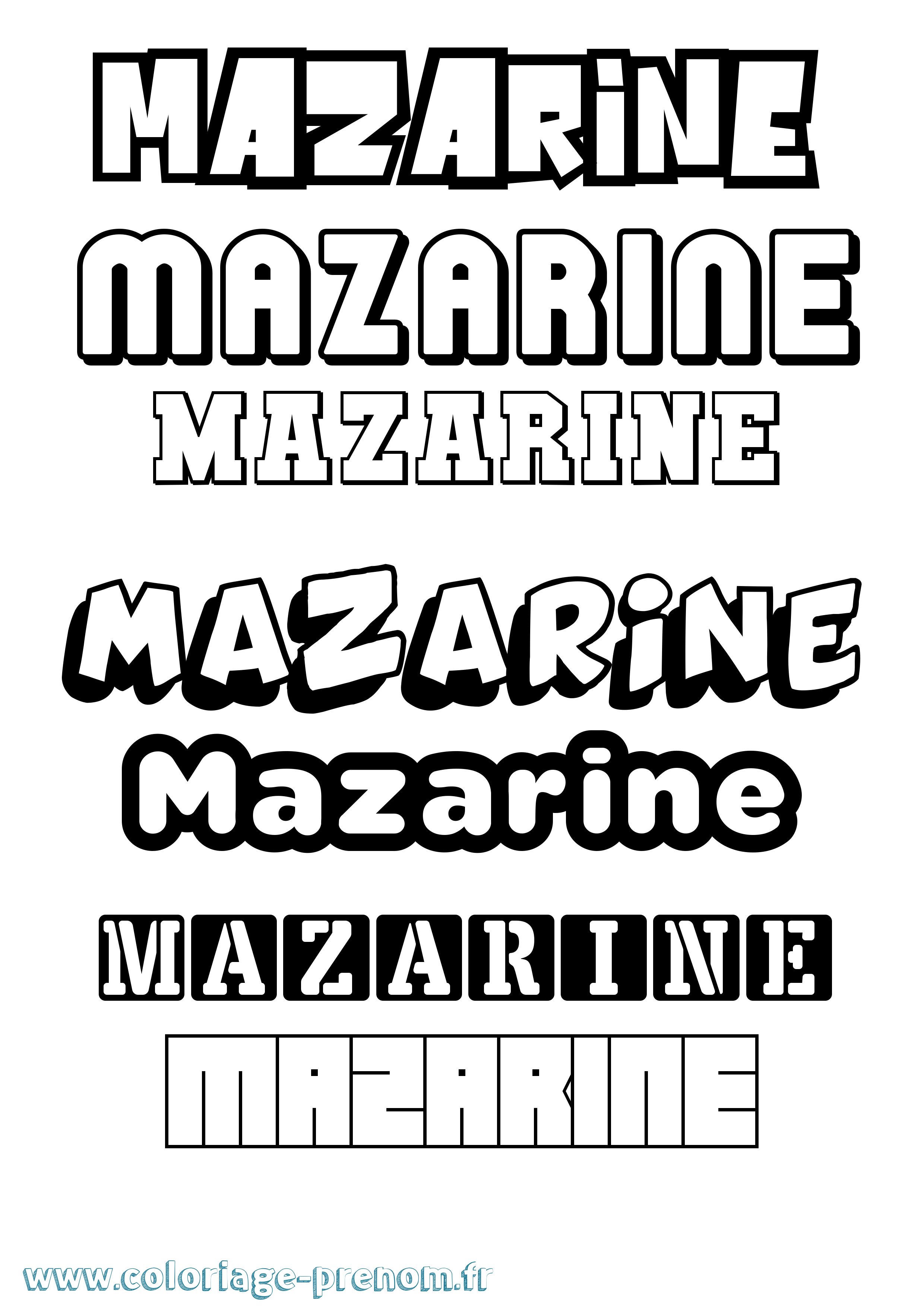 Coloriage prénom Mazarine Simple