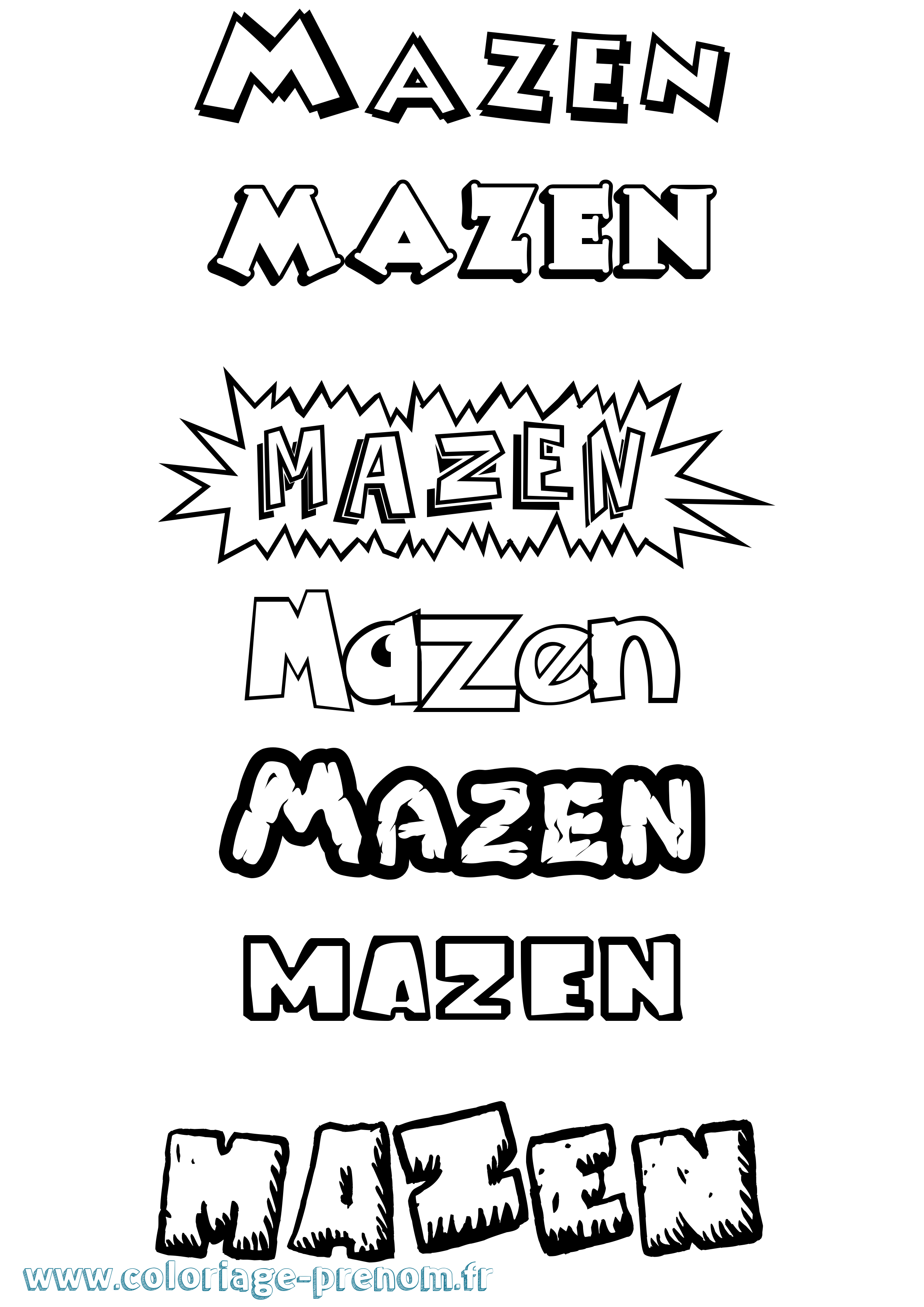 Coloriage prénom Mazen Dessin Animé