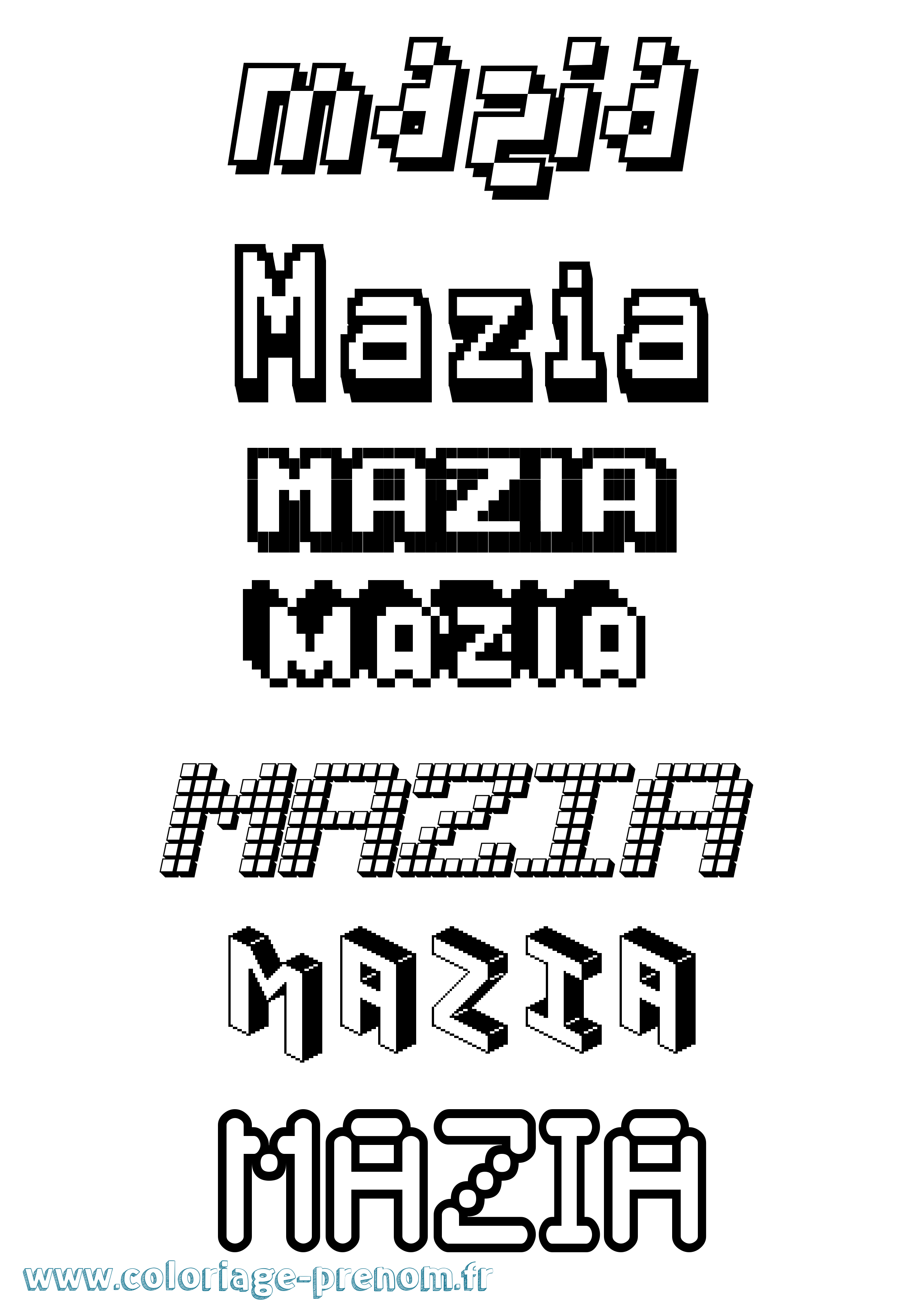 Coloriage prénom Mazia Pixel