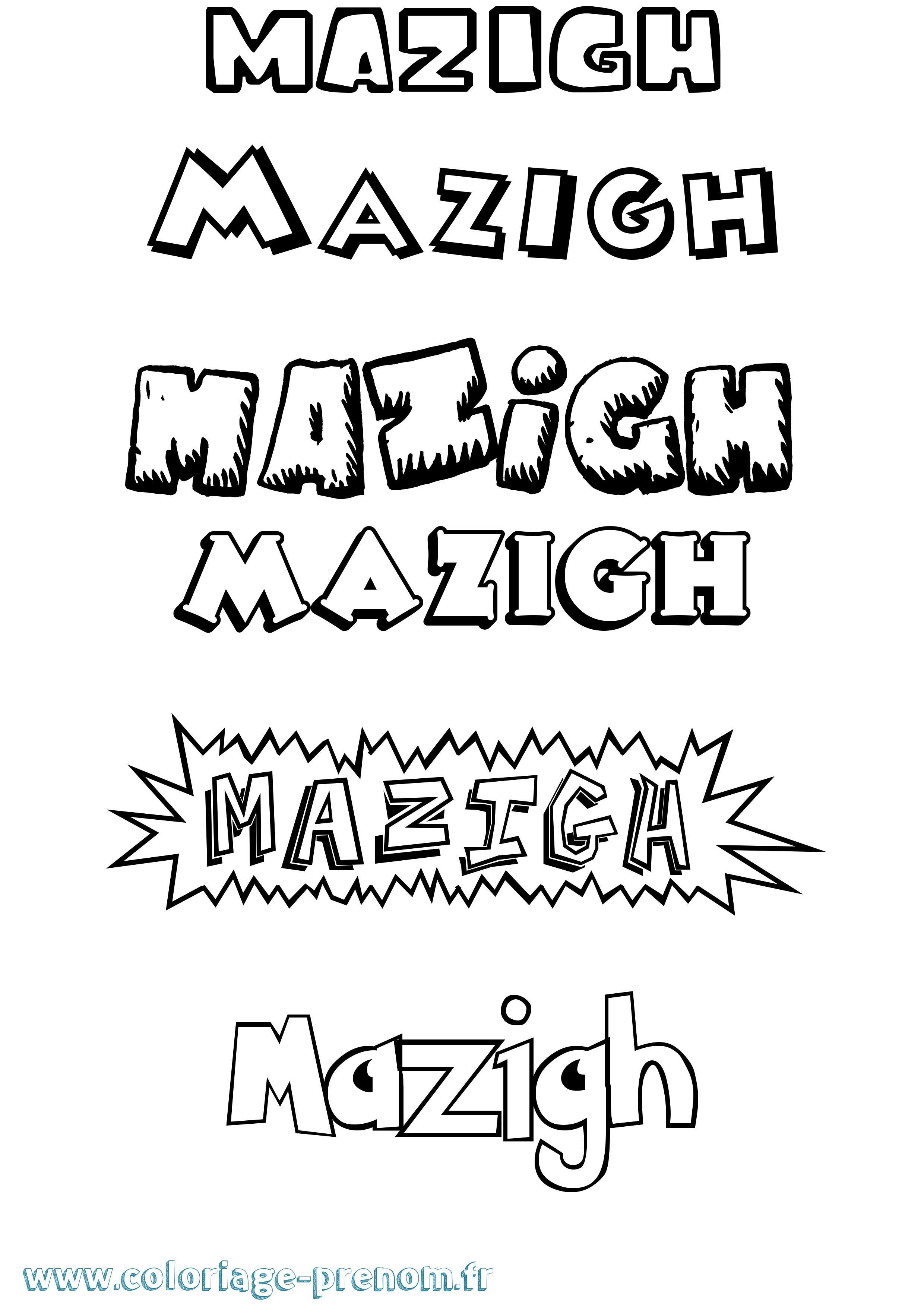 Coloriage prénom Mazigh Dessin Animé