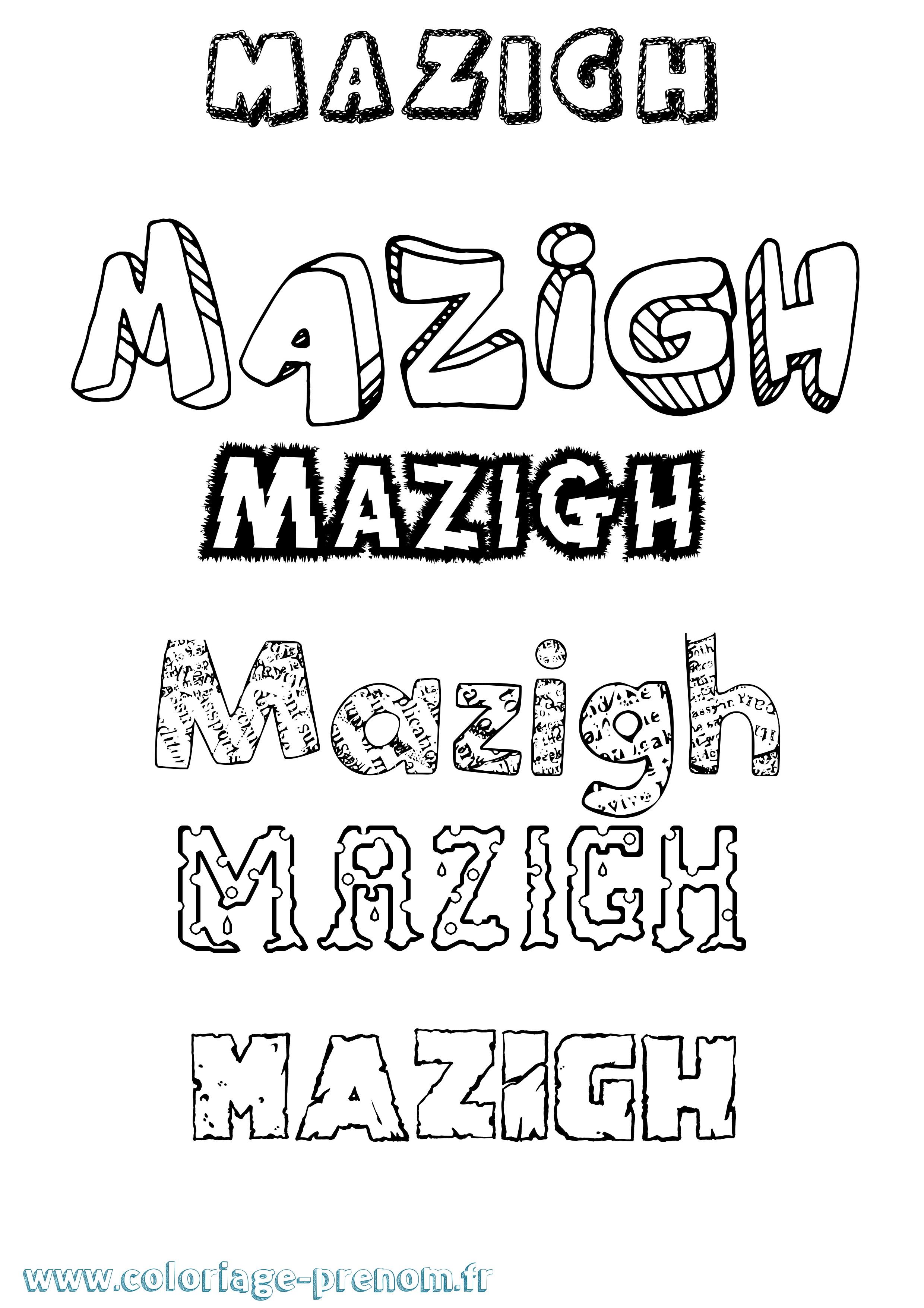 Coloriage prénom Mazigh Destructuré