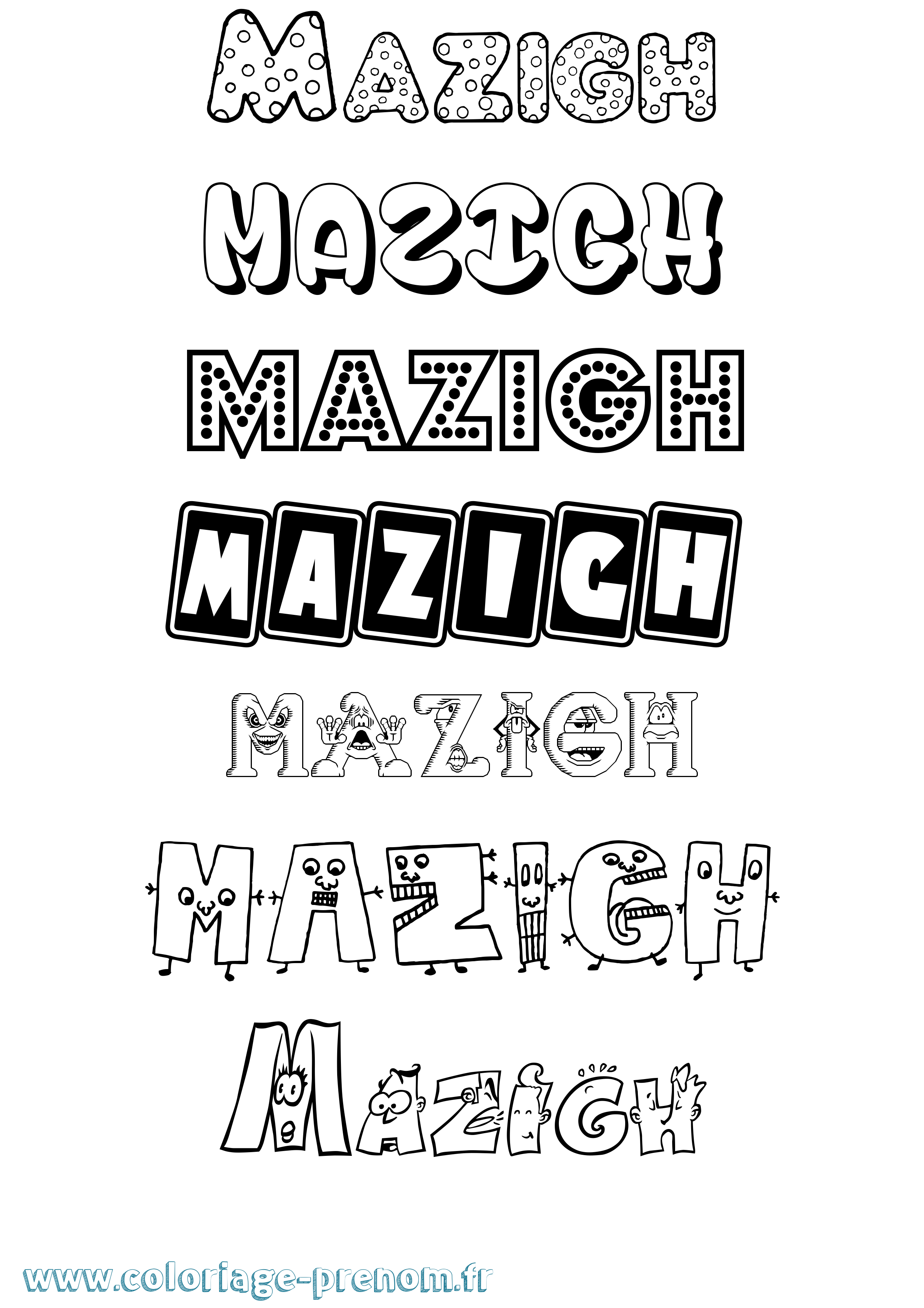 Coloriage prénom Mazigh Fun