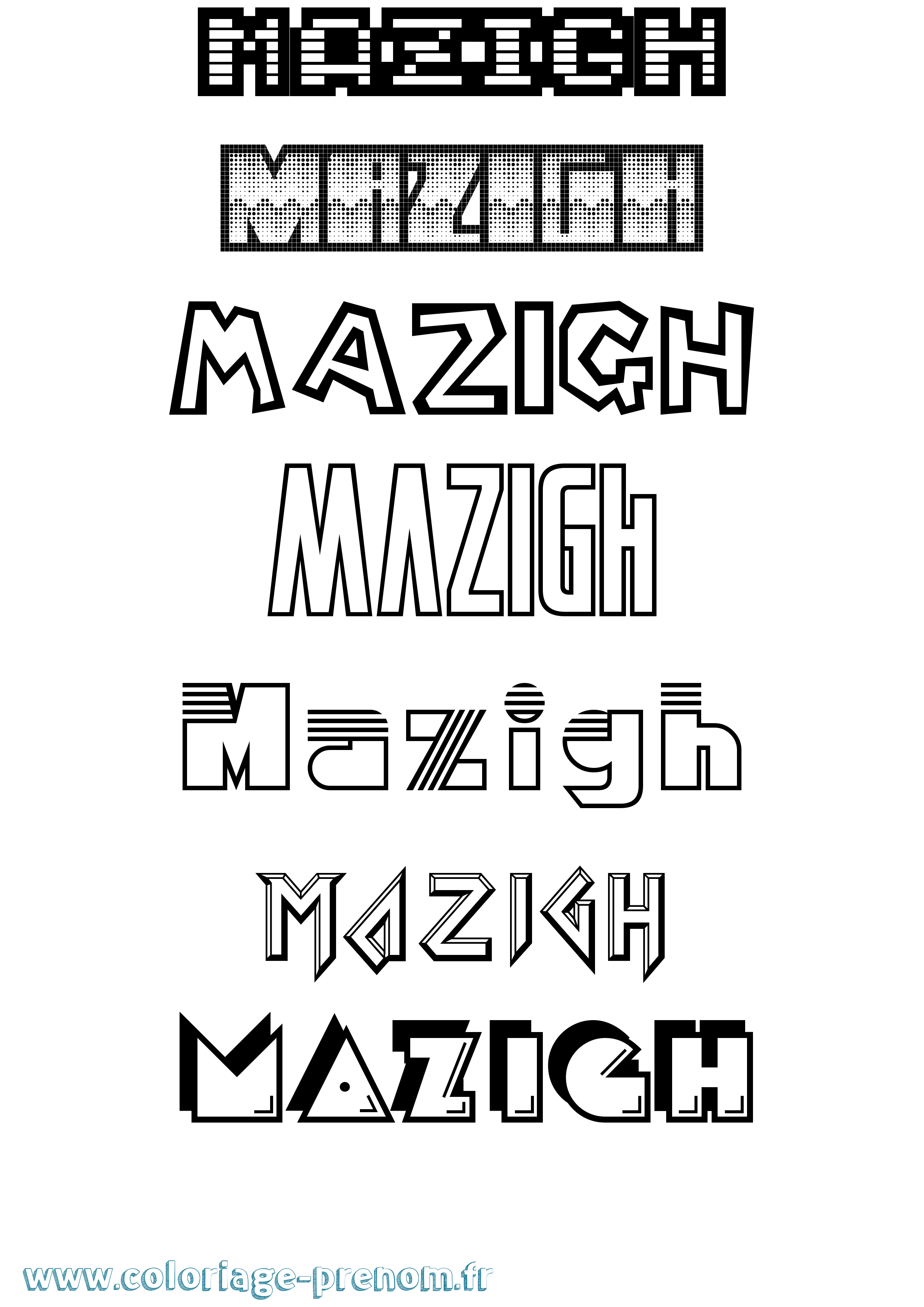 Coloriage prénom Mazigh Jeux Vidéos