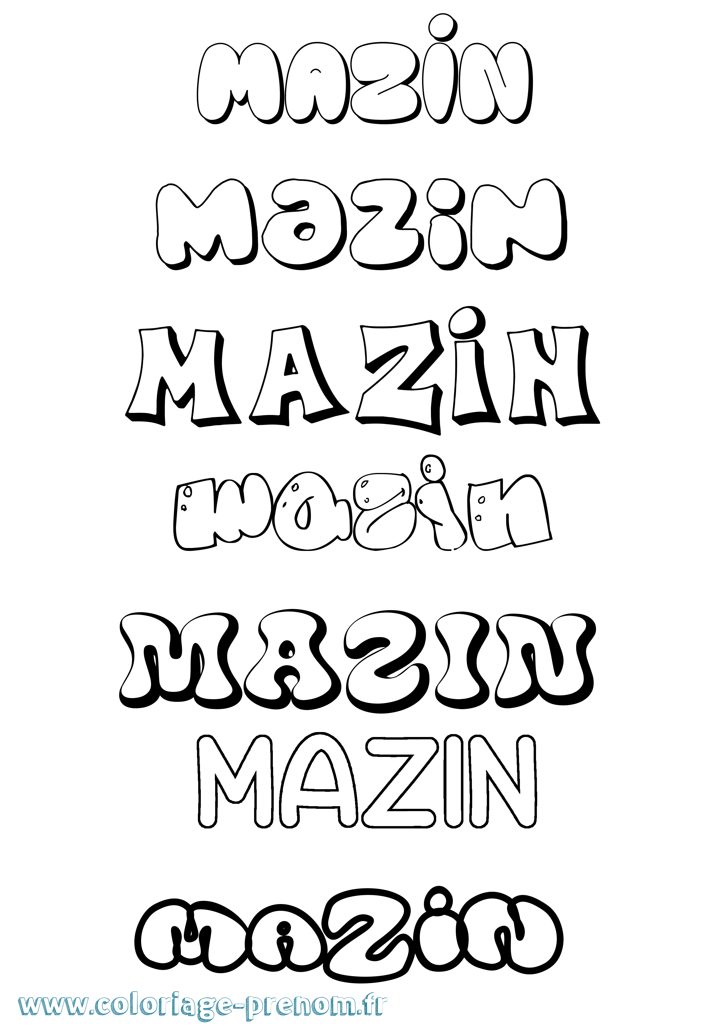 Coloriage prénom Mazin Bubble
