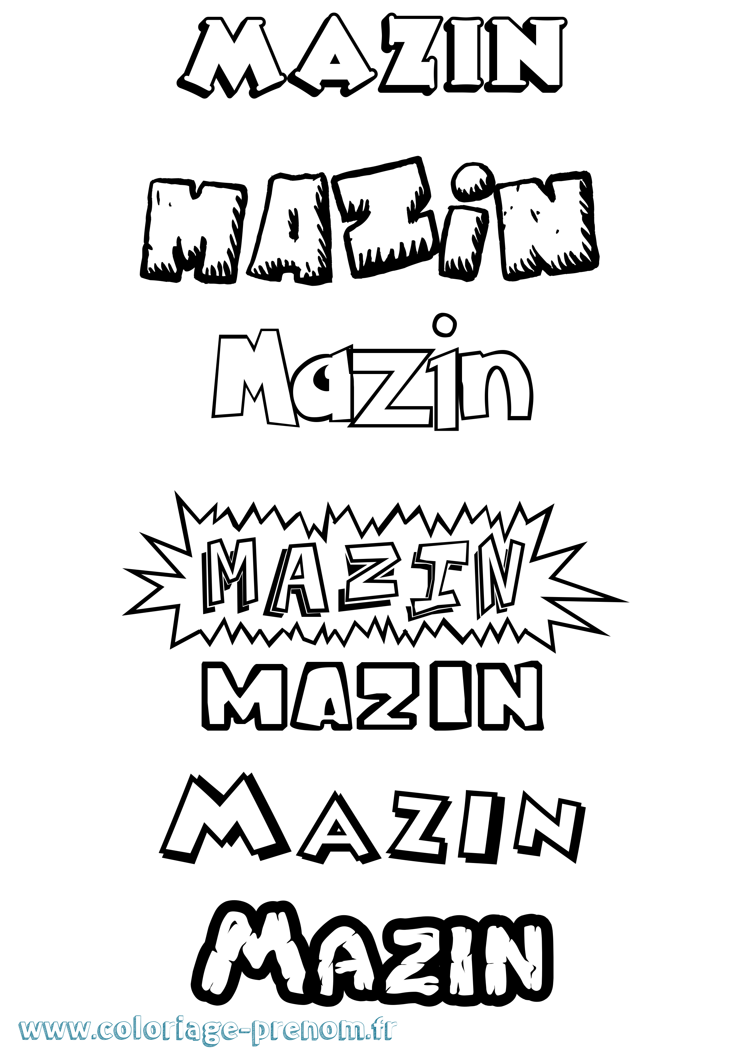 Coloriage prénom Mazin Dessin Animé
