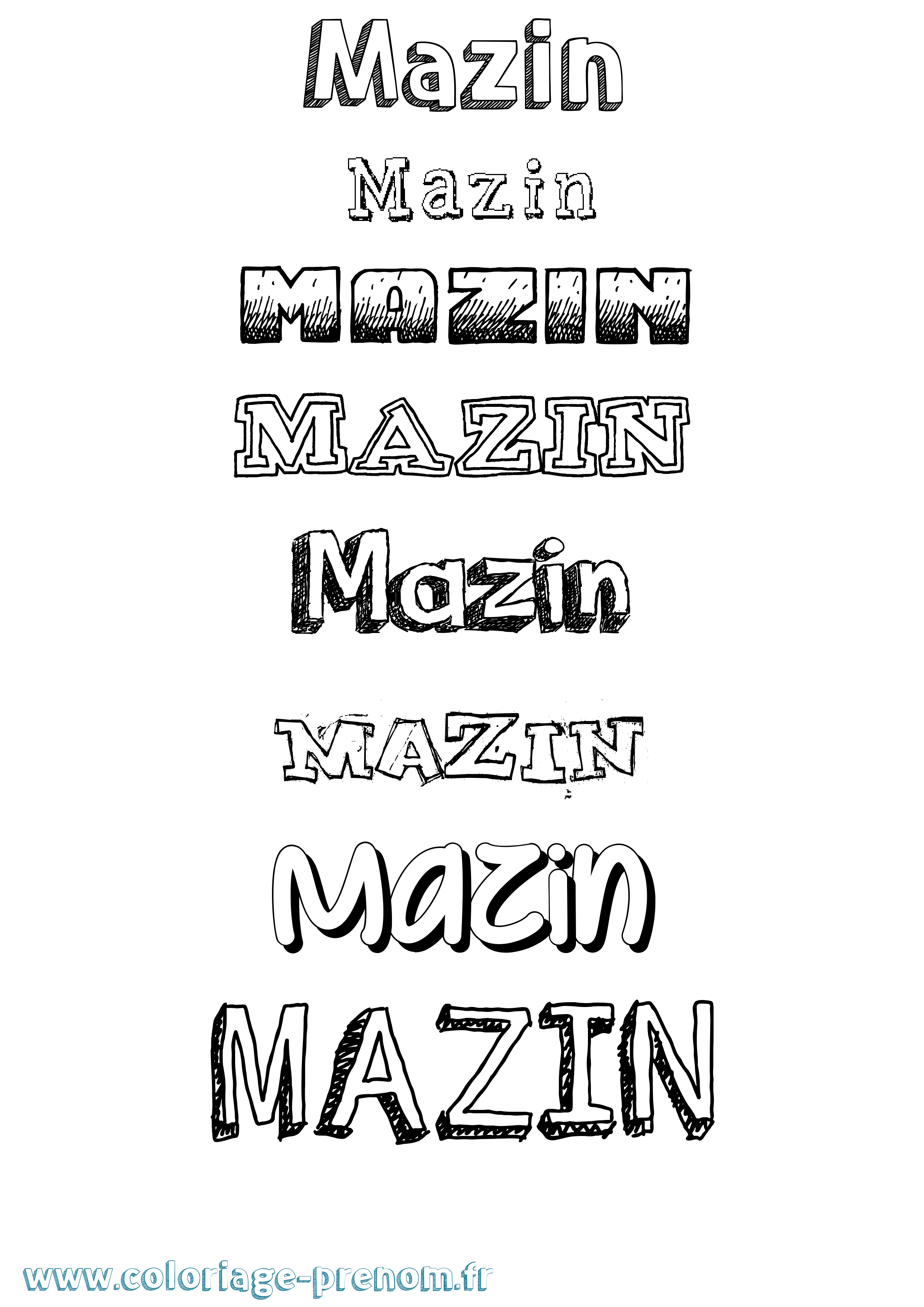 Coloriage prénom Mazin Dessiné