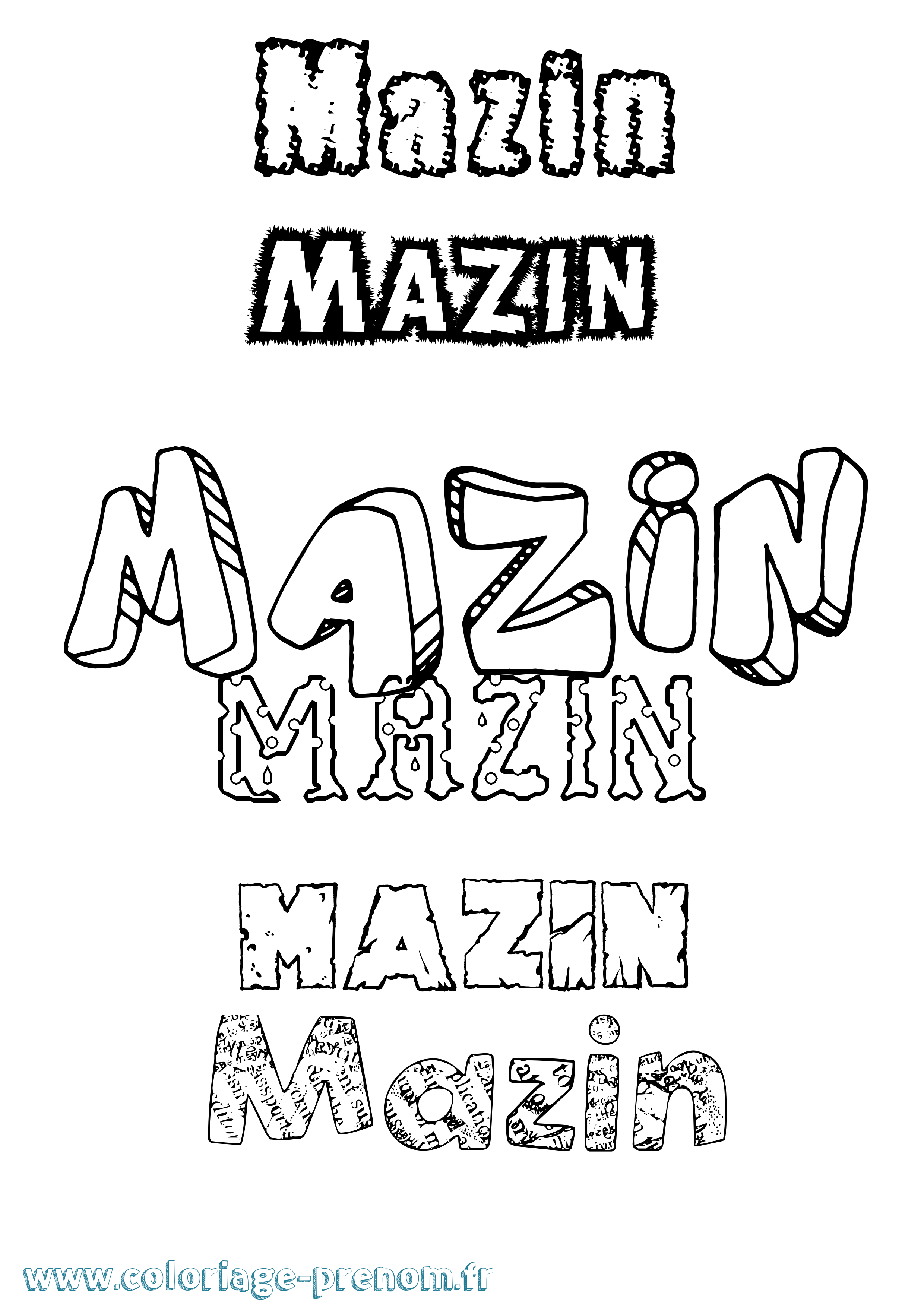 Coloriage prénom Mazin Destructuré
