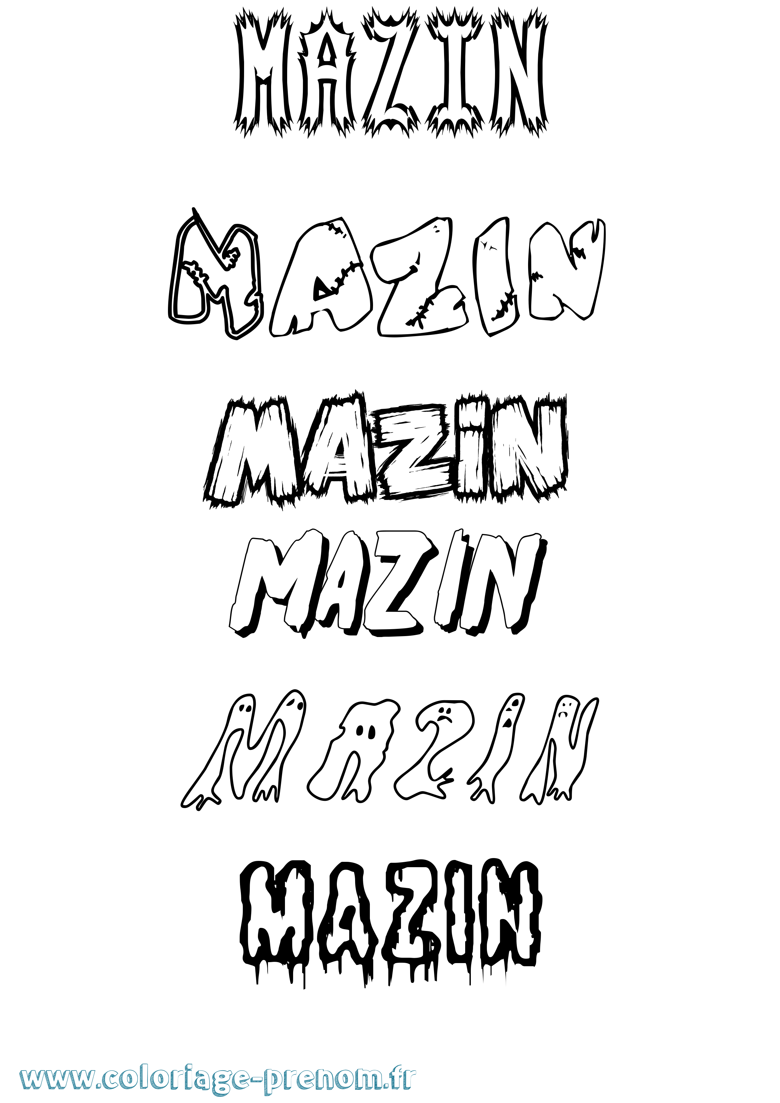 Coloriage prénom Mazin Frisson