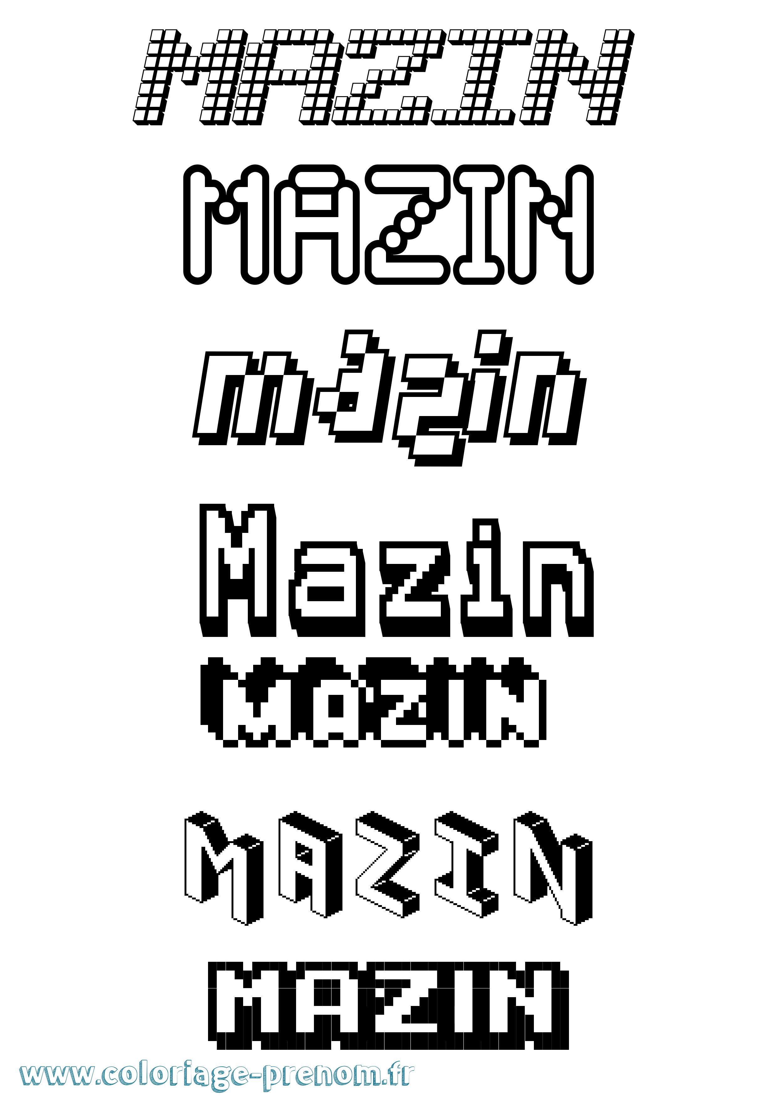 Coloriage prénom Mazin Pixel