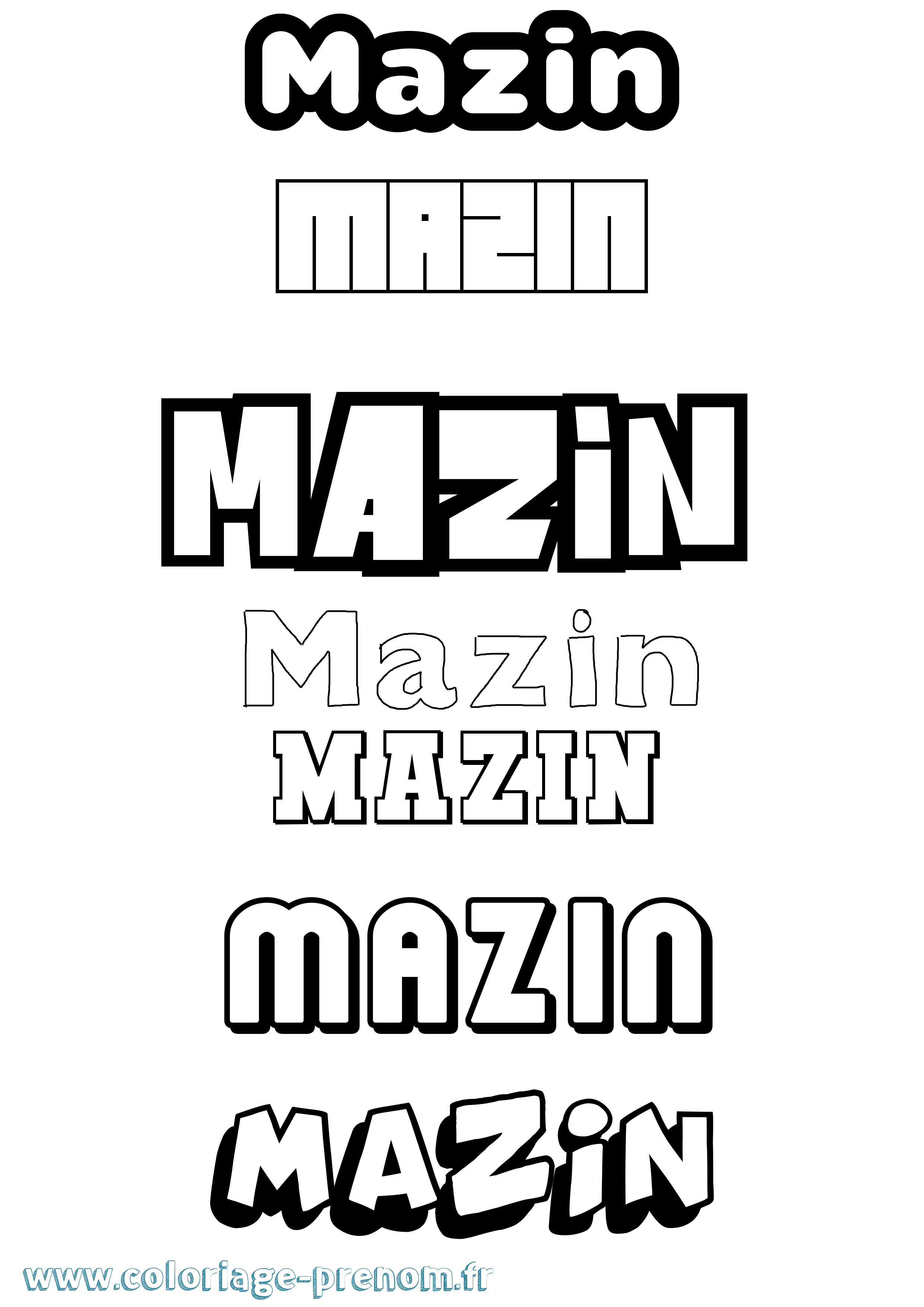Coloriage prénom Mazin Simple