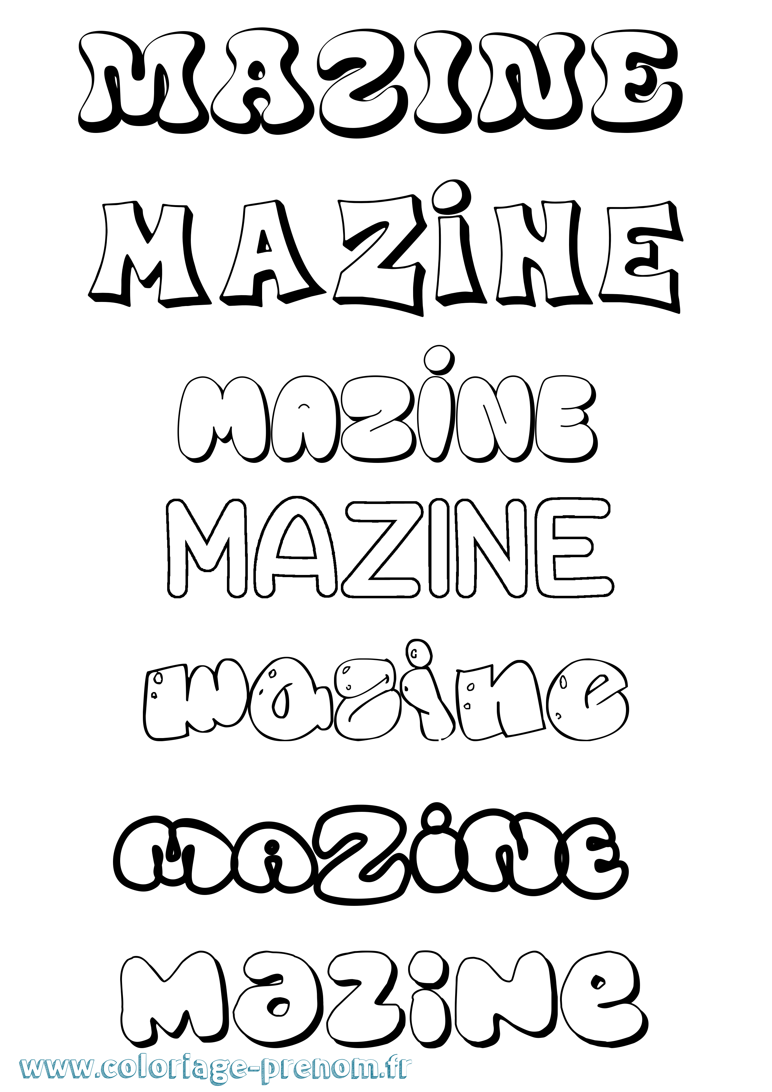 Coloriage prénom Mazine Bubble