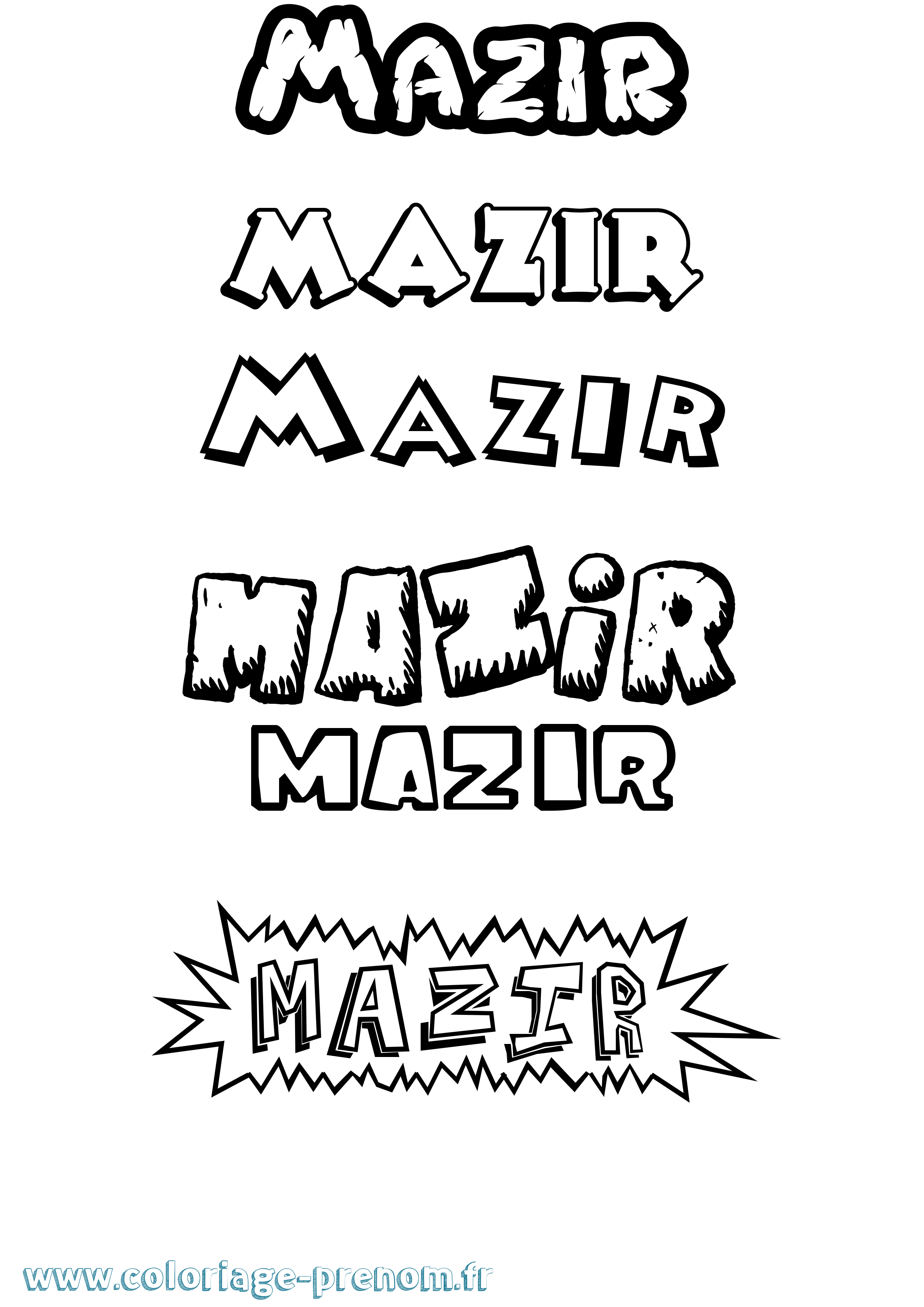 Coloriage prénom Mazir Dessin Animé