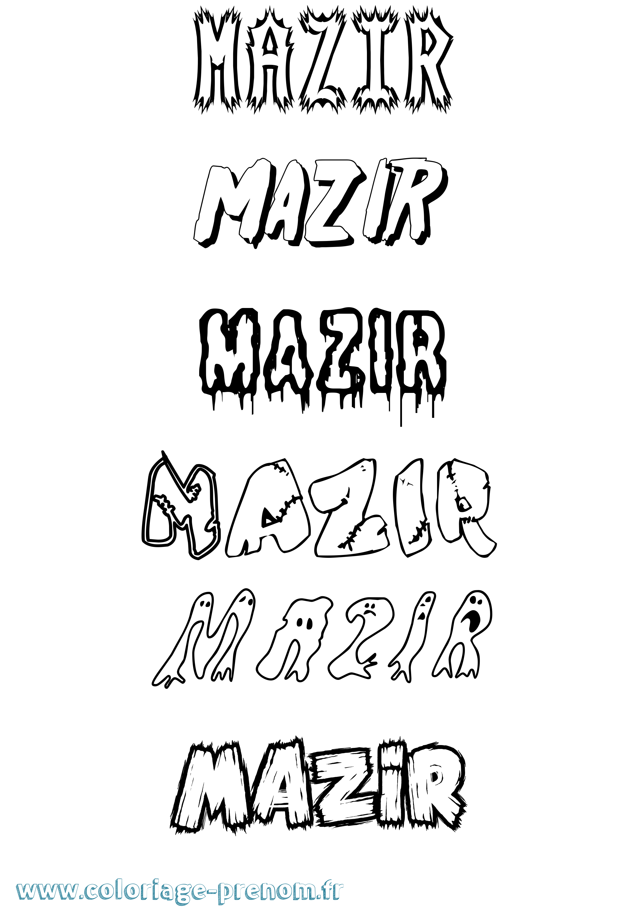 Coloriage prénom Mazir Frisson