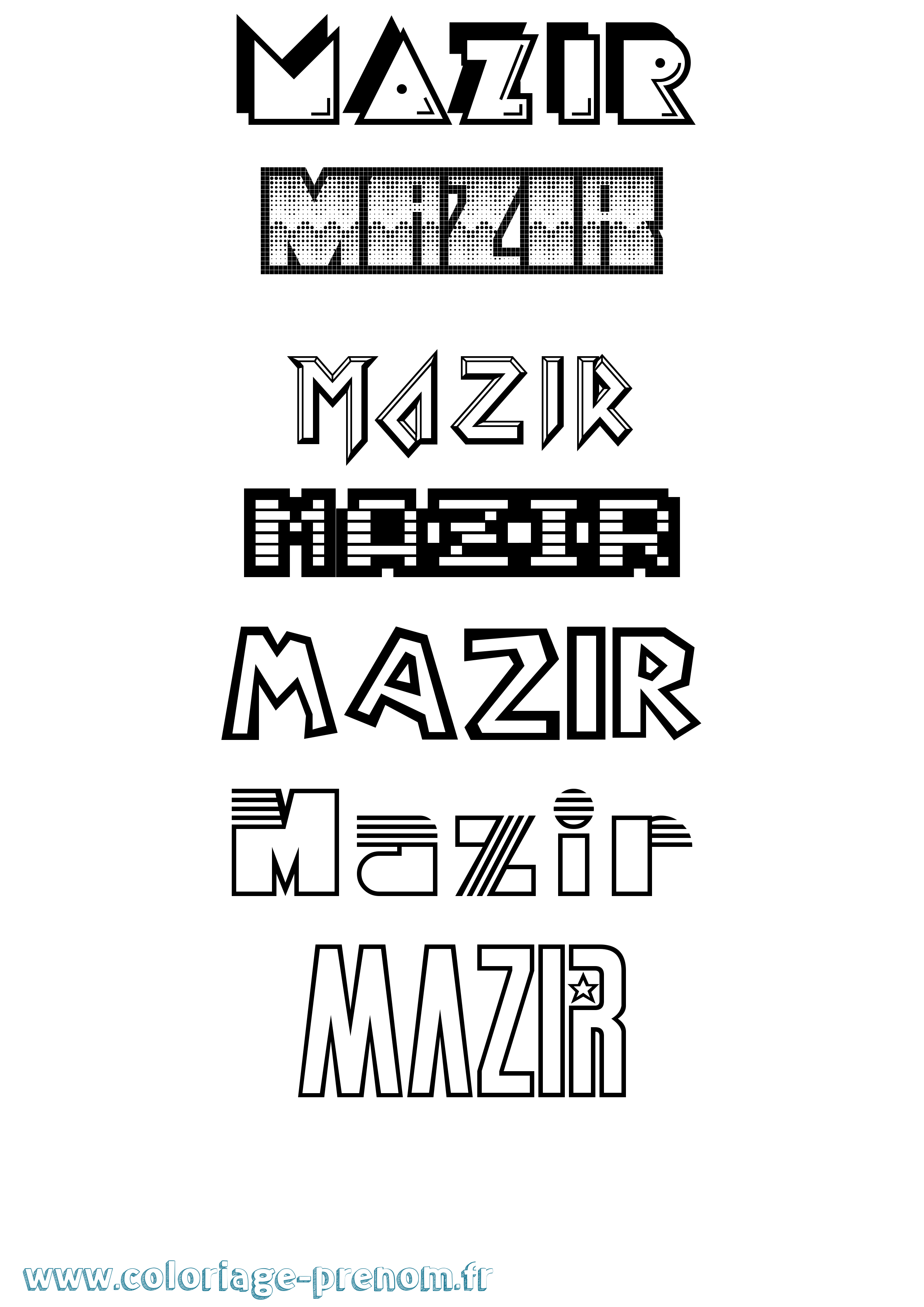 Coloriage prénom Mazir Jeux Vidéos