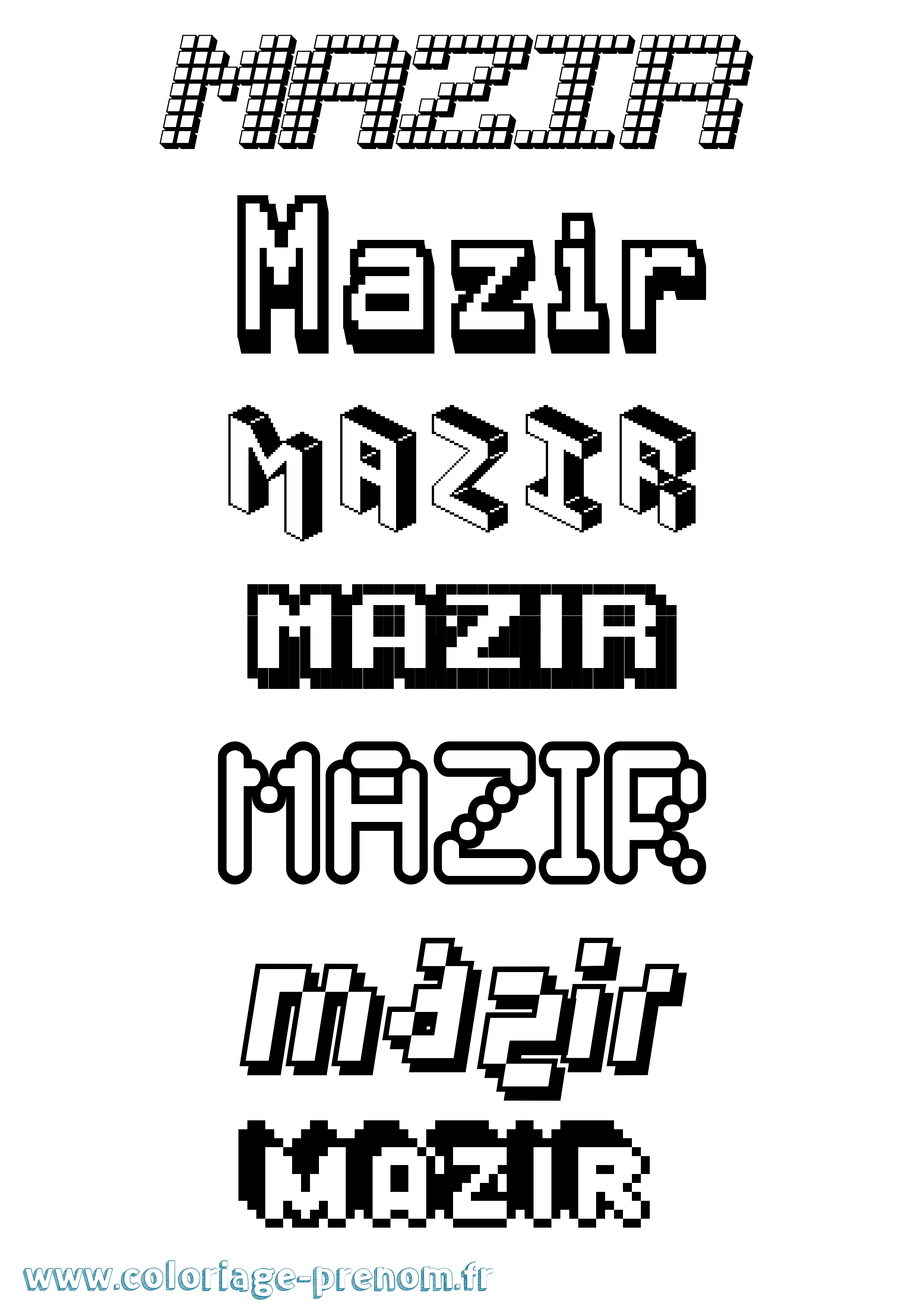 Coloriage prénom Mazir Pixel