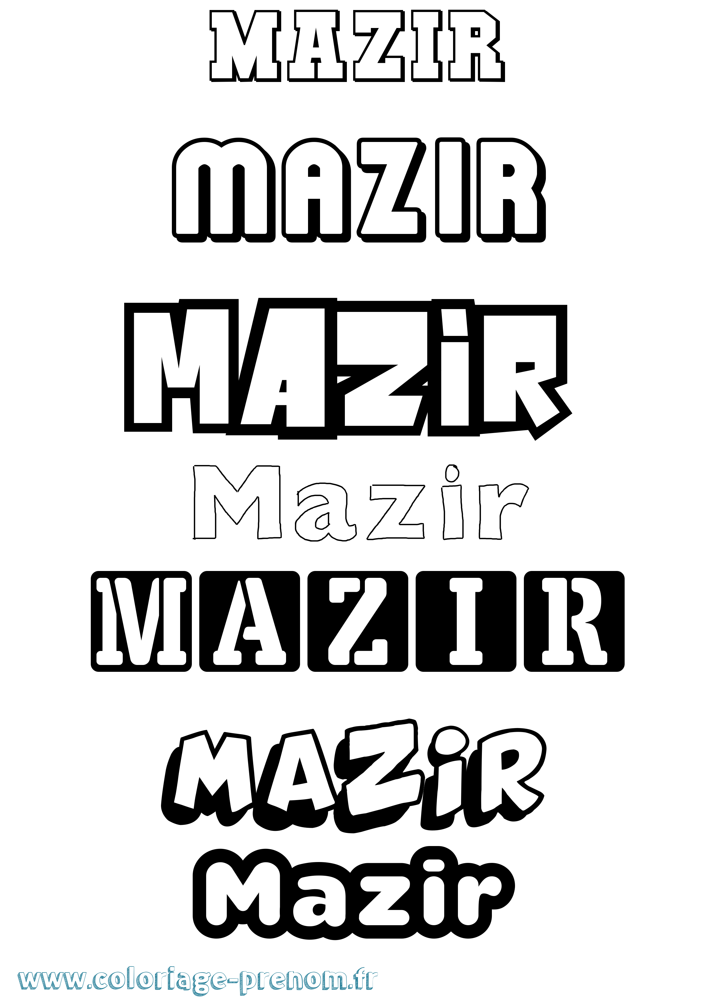Coloriage prénom Mazir Simple