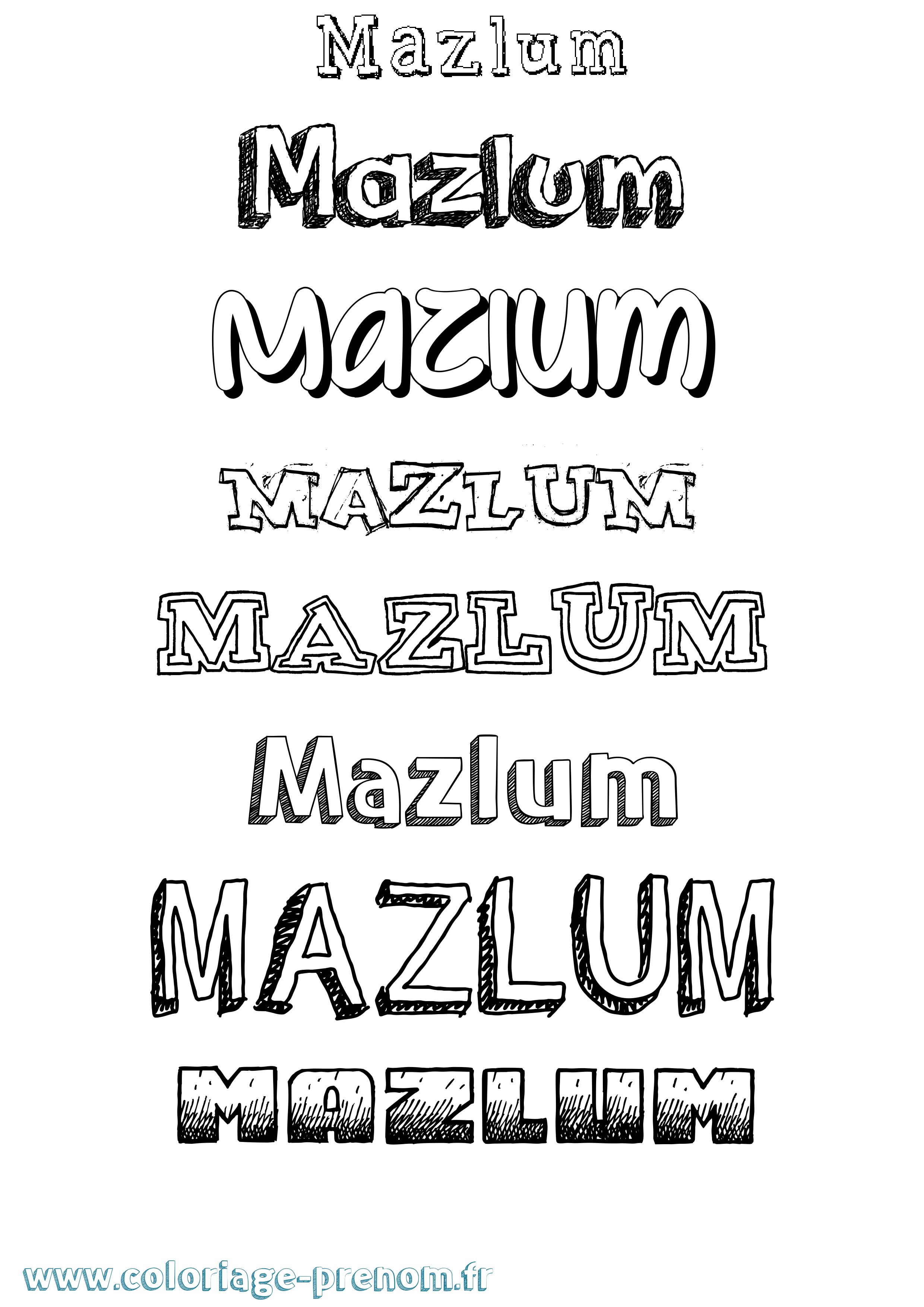 Coloriage prénom Mazlum Dessiné