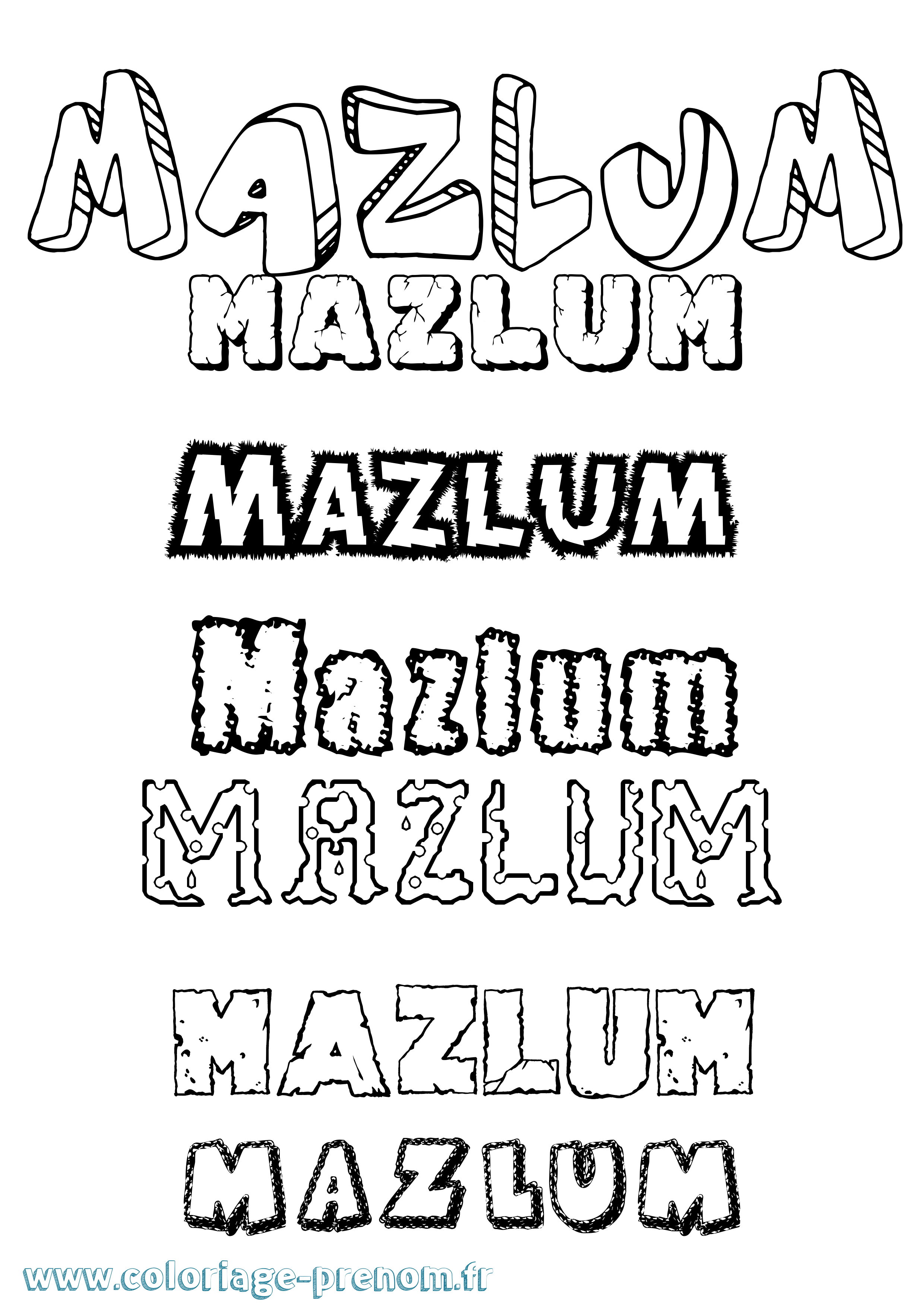 Coloriage prénom Mazlum Destructuré