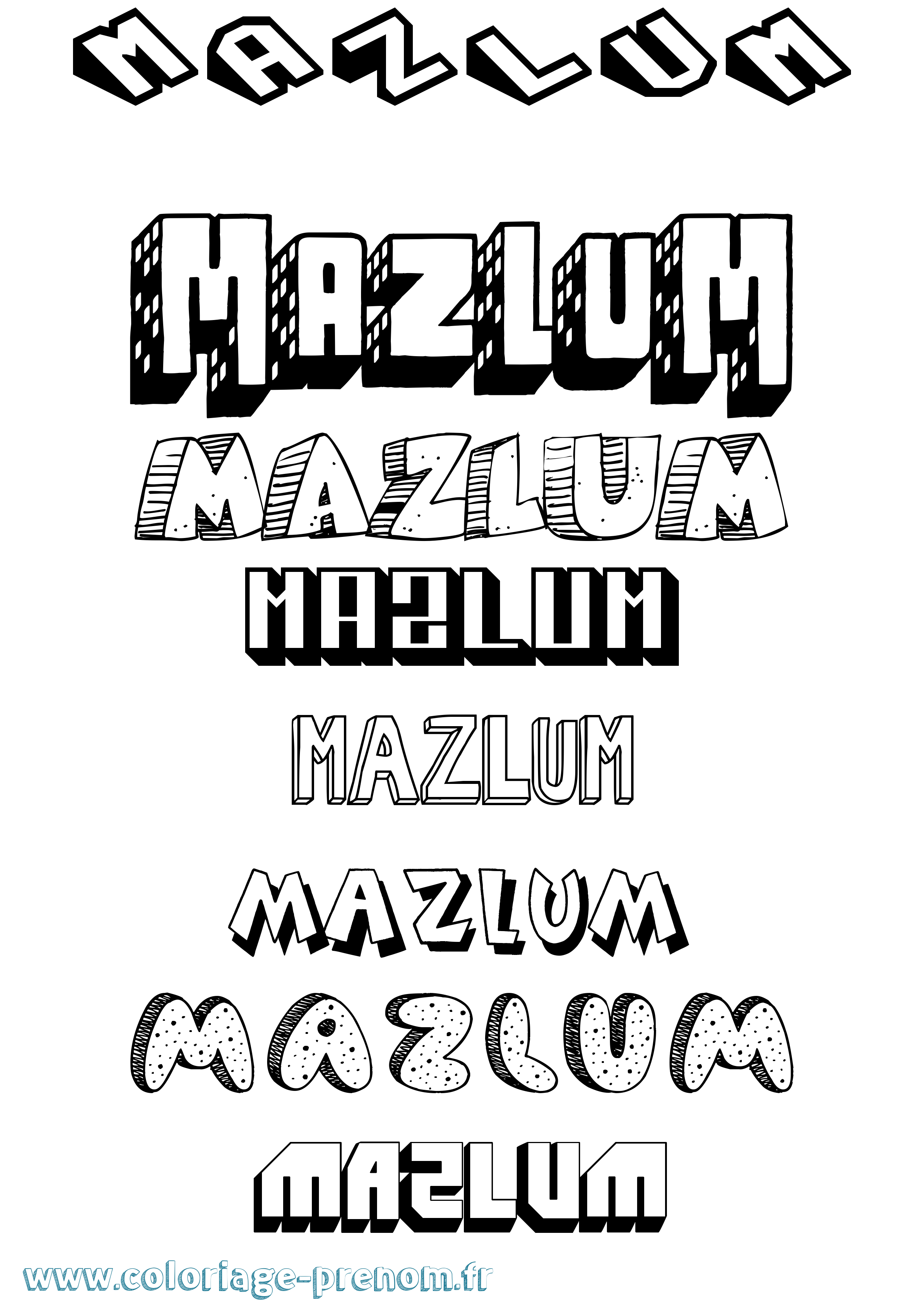Coloriage prénom Mazlum Effet 3D