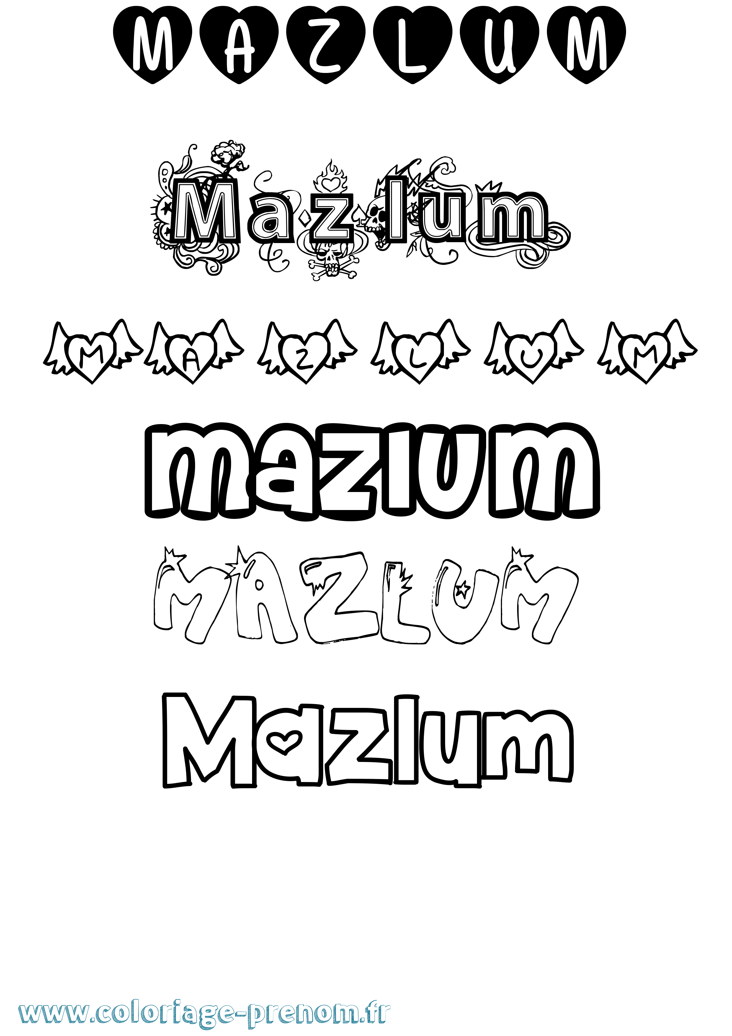 Coloriage prénom Mazlum Girly