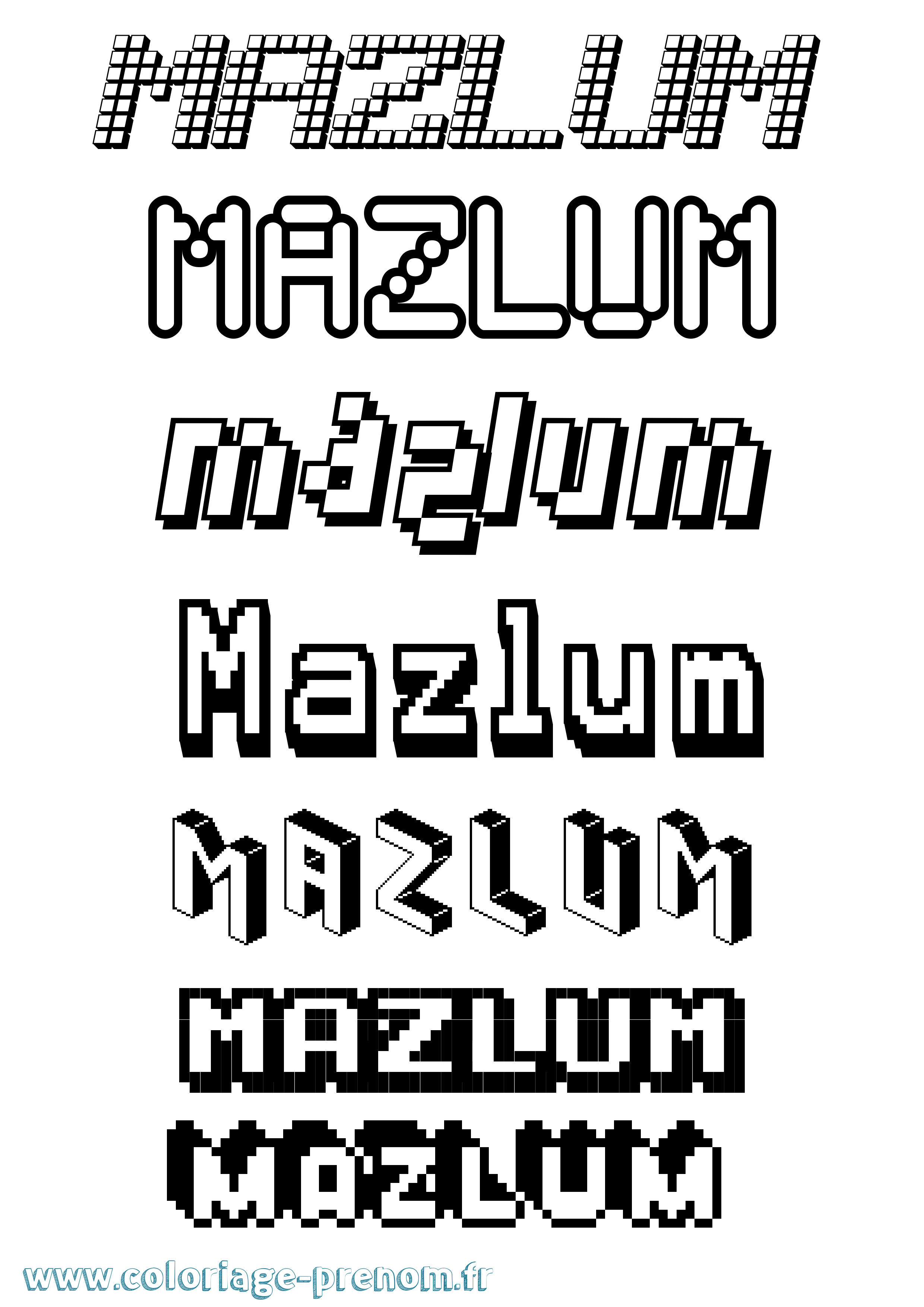 Coloriage prénom Mazlum Pixel
