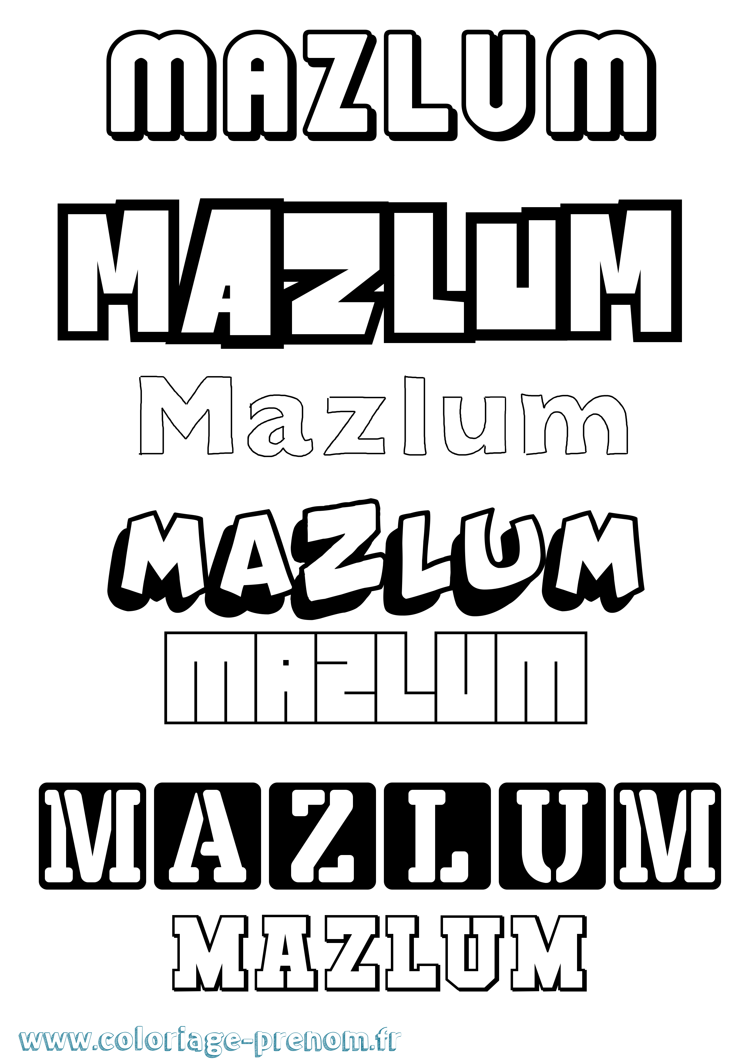 Coloriage prénom Mazlum Simple
