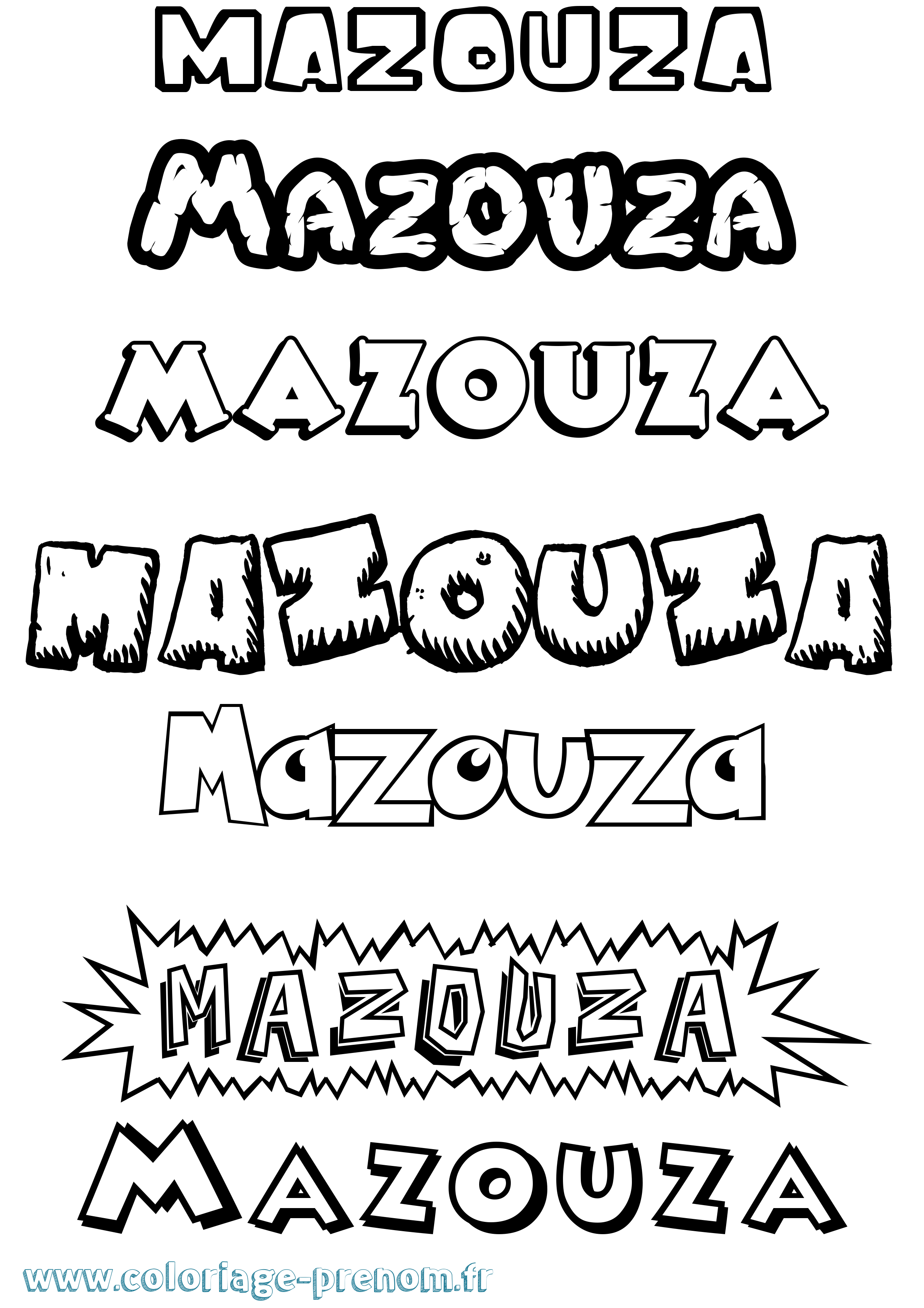 Coloriage prénom Mazouza Dessin Animé