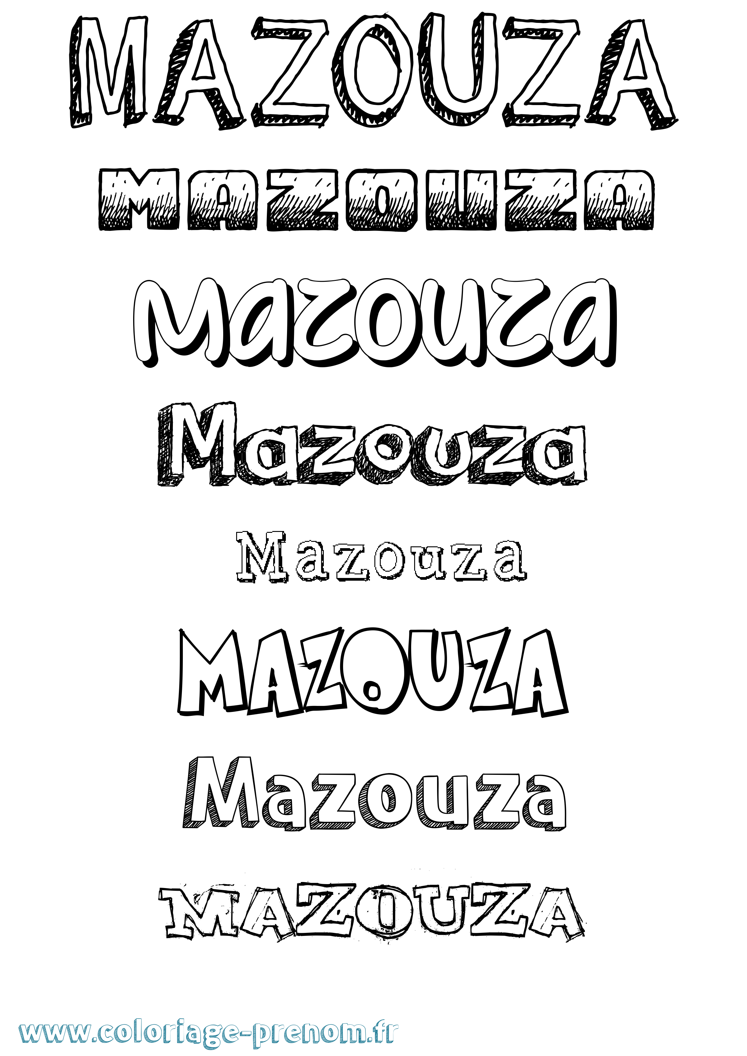 Coloriage prénom Mazouza Dessiné