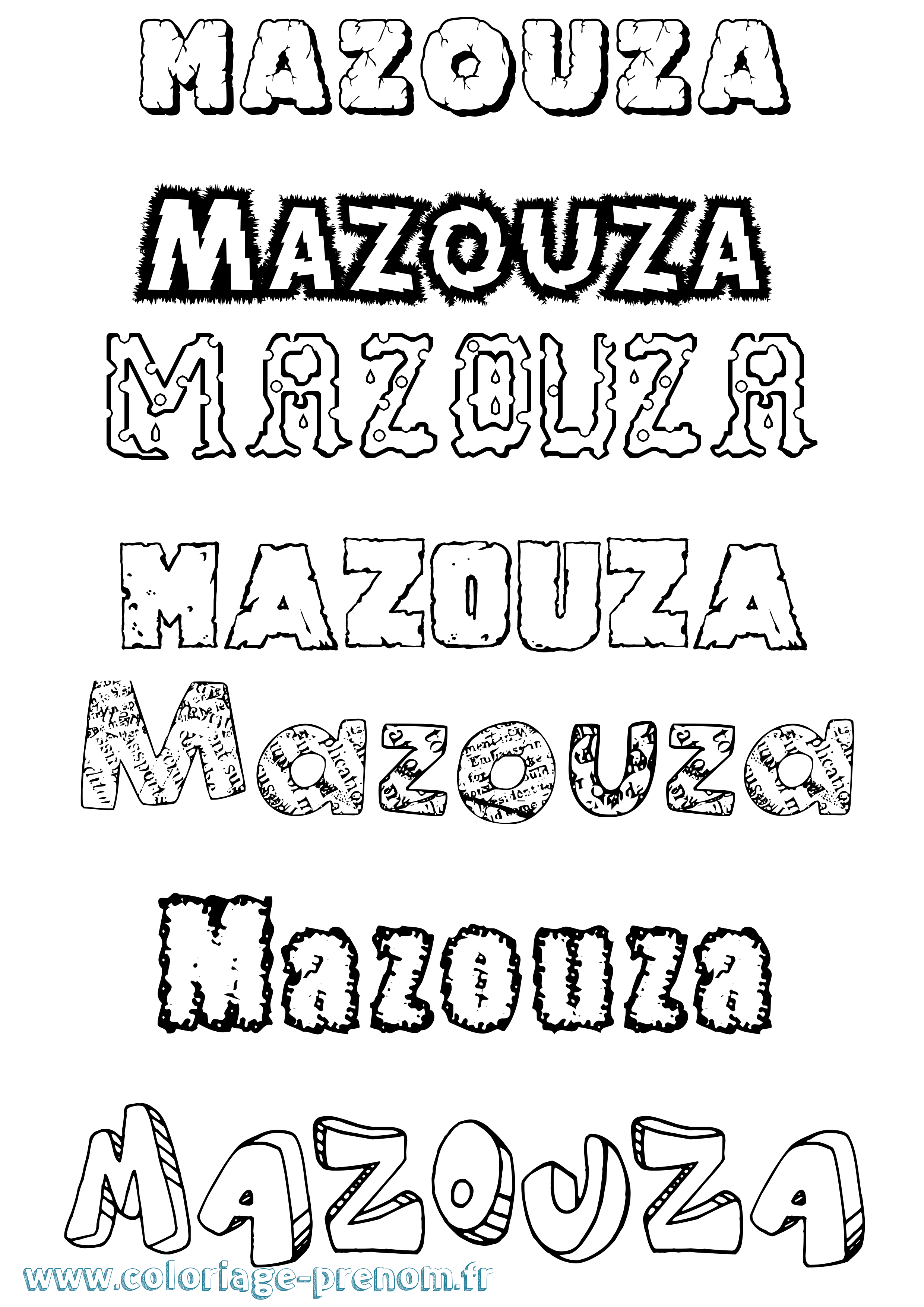 Coloriage prénom Mazouza Destructuré