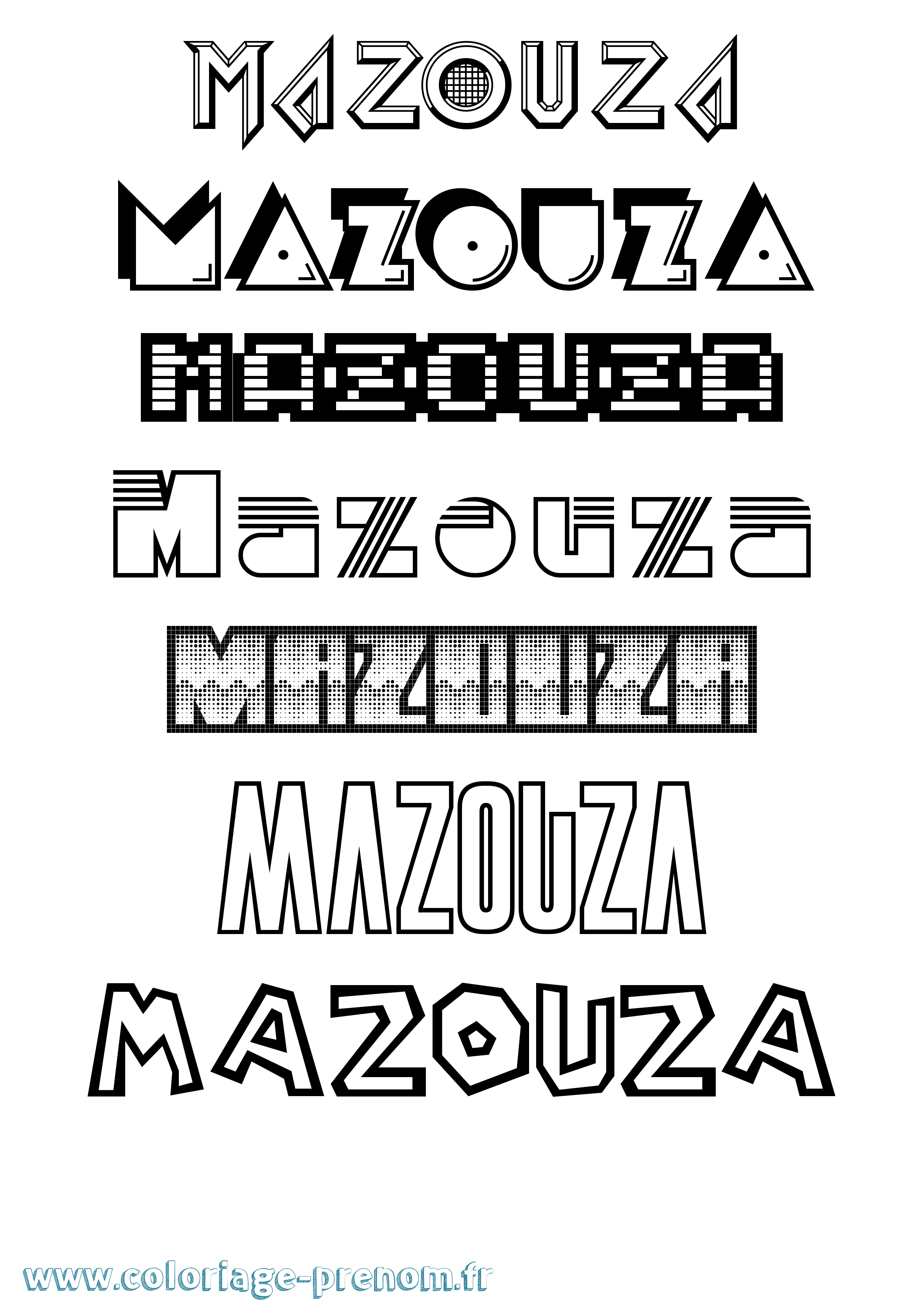 Coloriage prénom Mazouza Jeux Vidéos