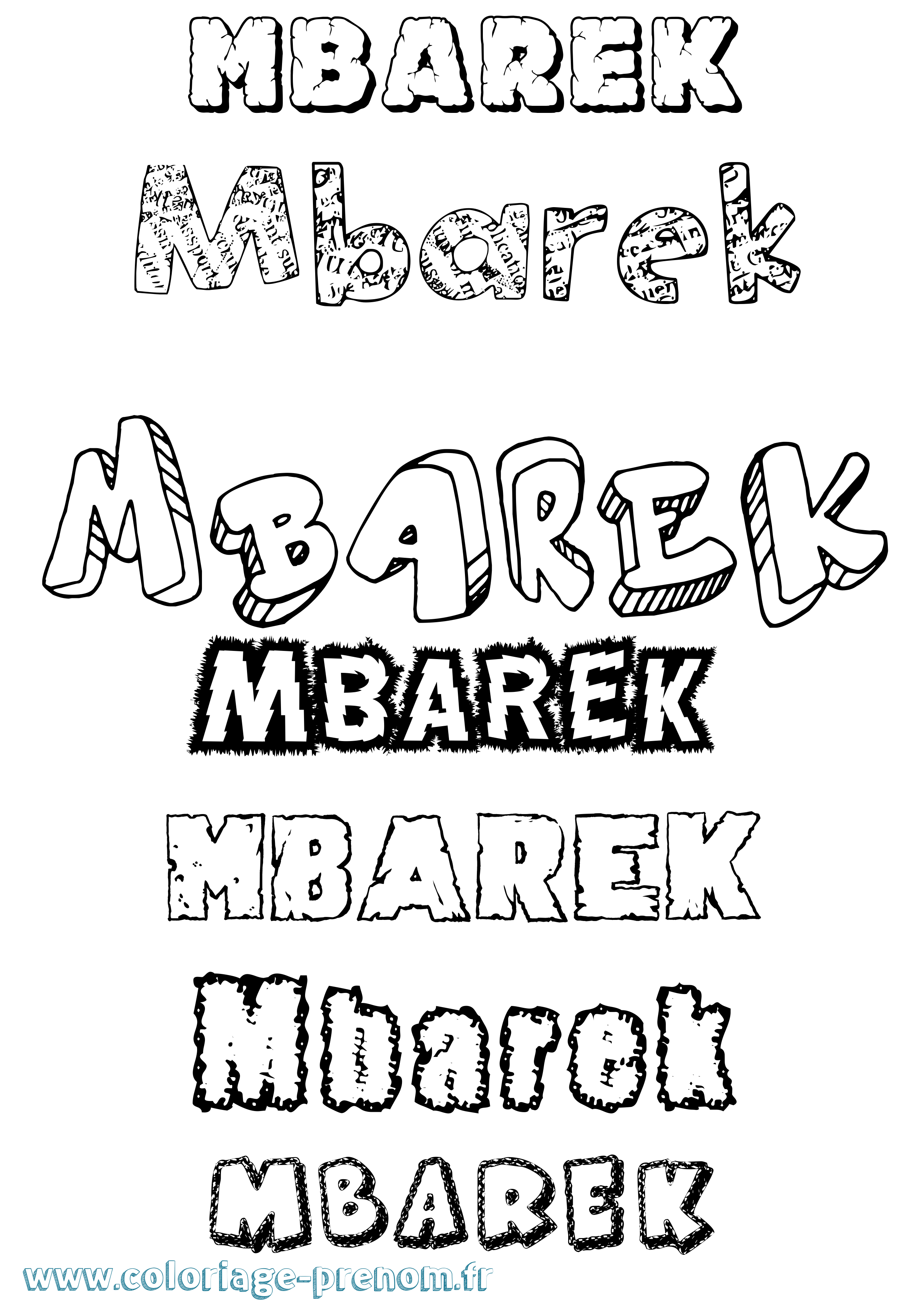 Coloriage prénom Mbarek Destructuré