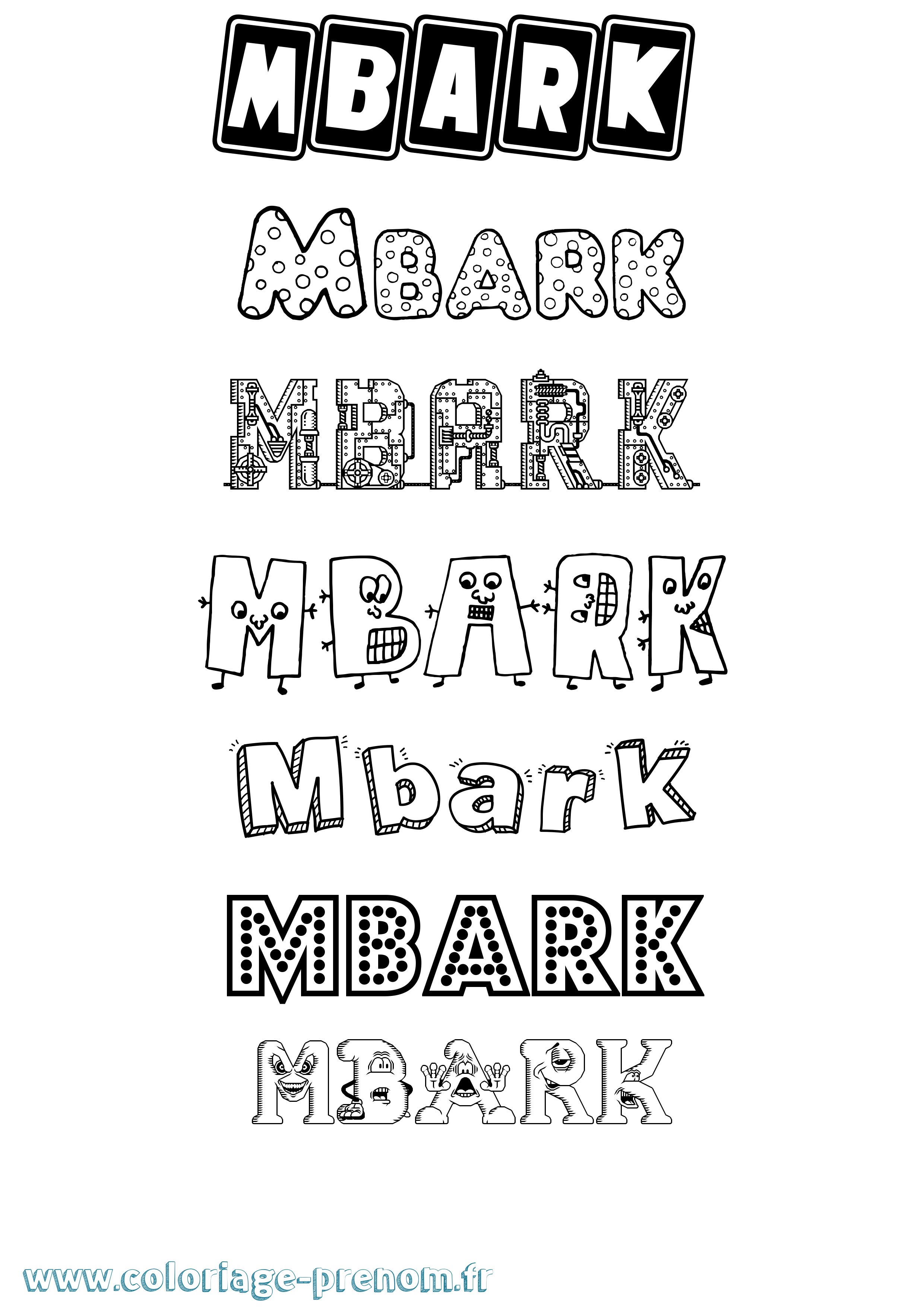 Coloriage prénom Mbark Fun