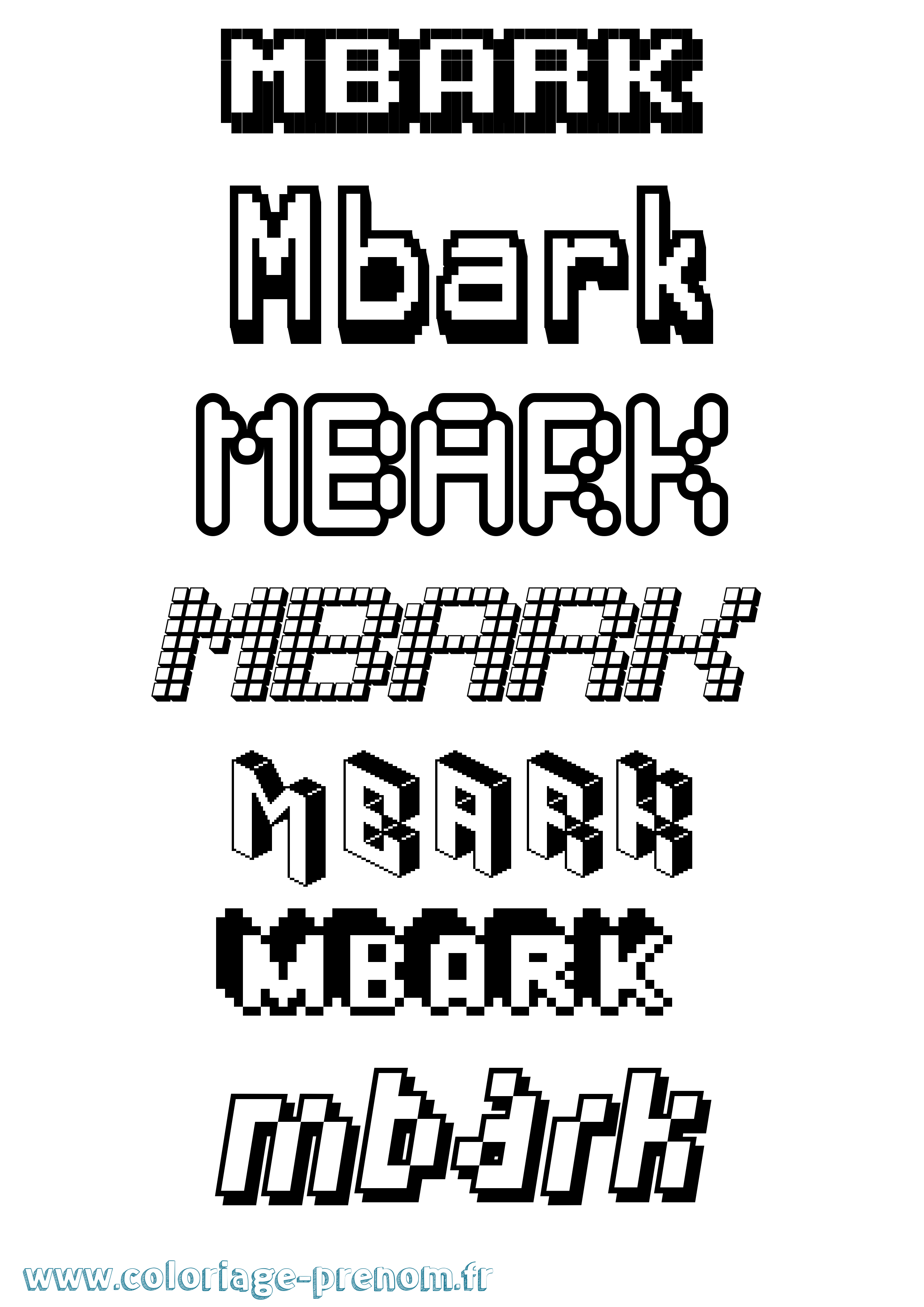 Coloriage prénom Mbark Pixel