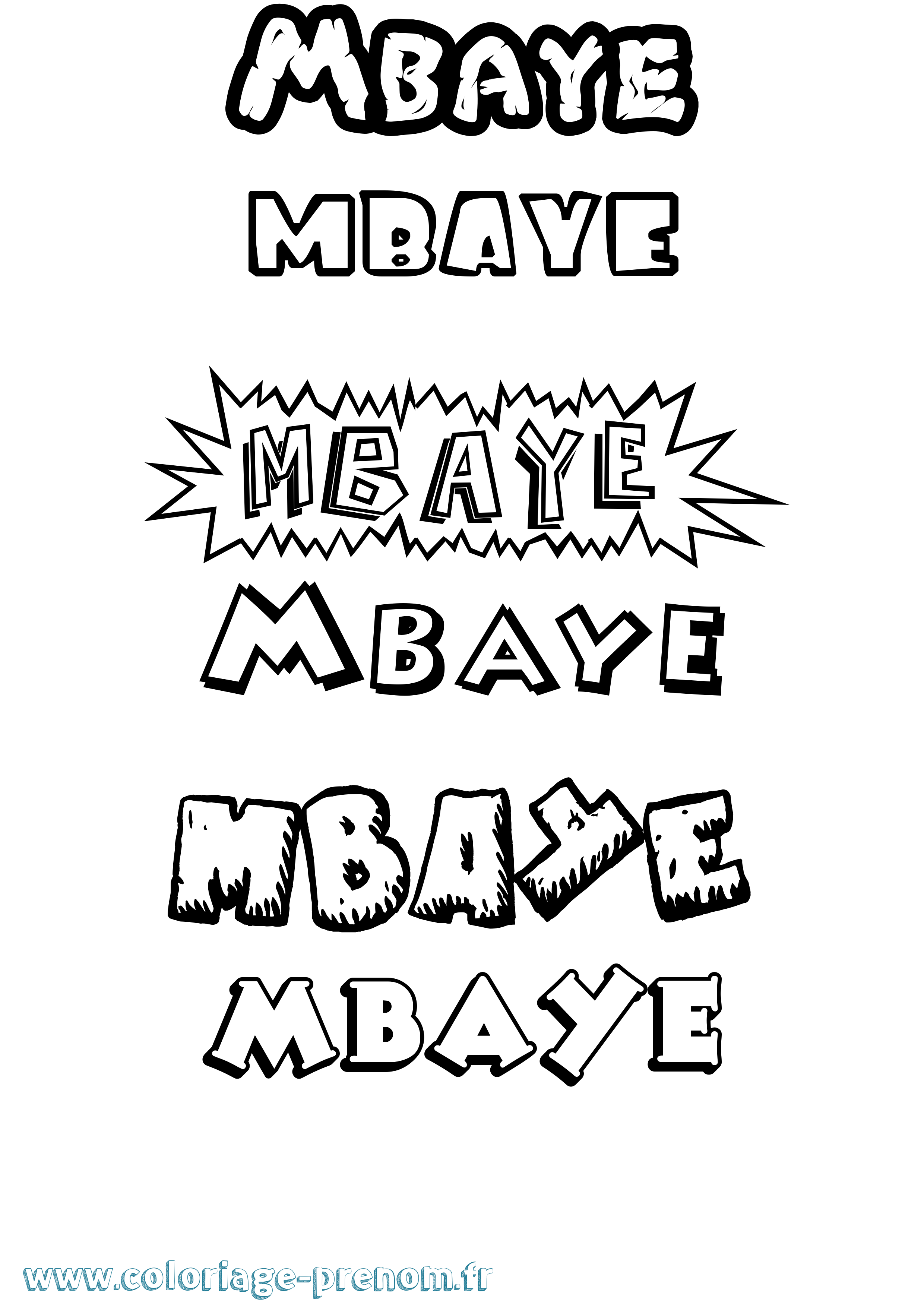 Coloriage prénom Mbaye Dessin Animé