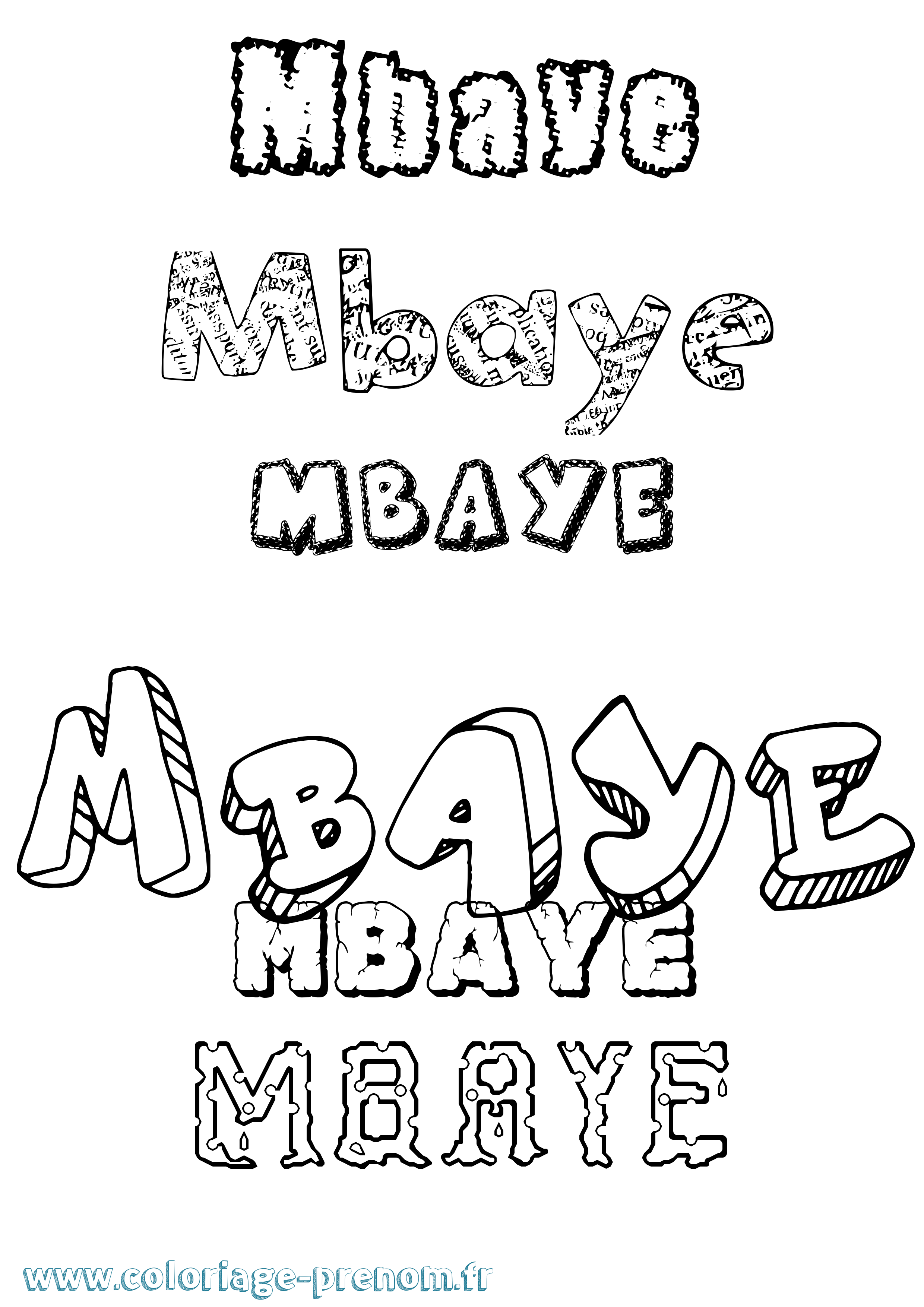 Coloriage prénom Mbaye Destructuré