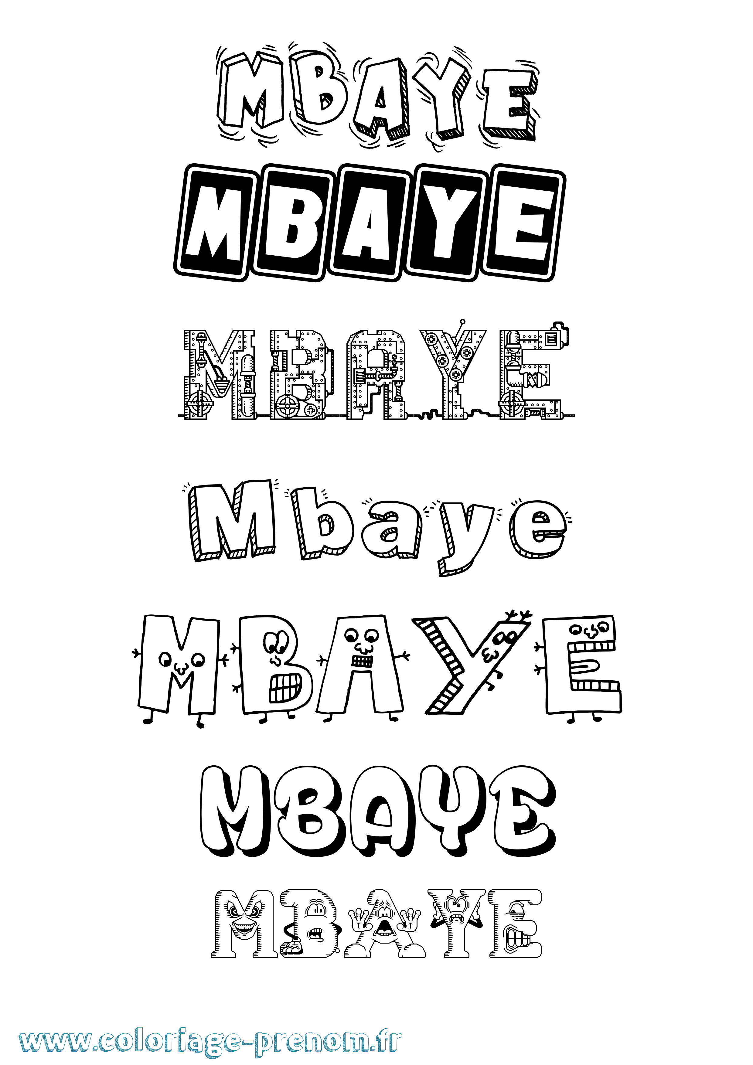 Coloriage prénom Mbaye Fun