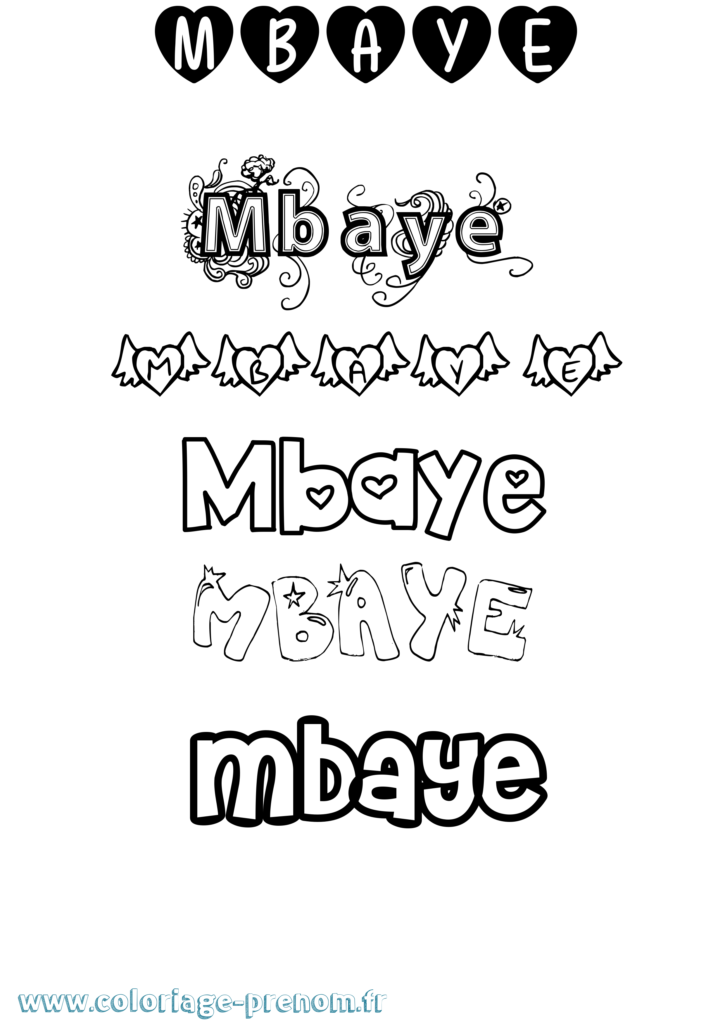 Coloriage prénom Mbaye Girly