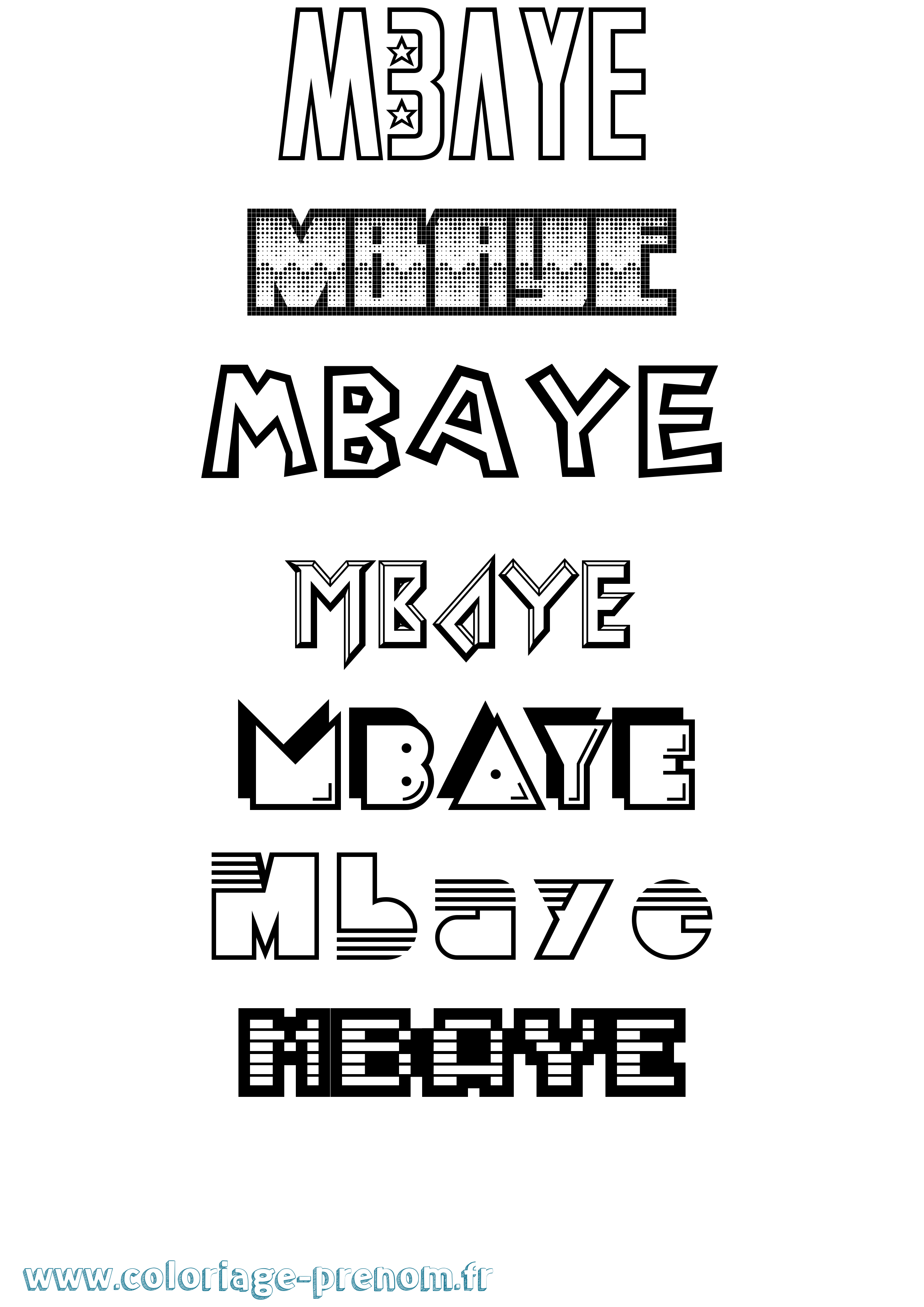 Coloriage prénom Mbaye Jeux Vidéos