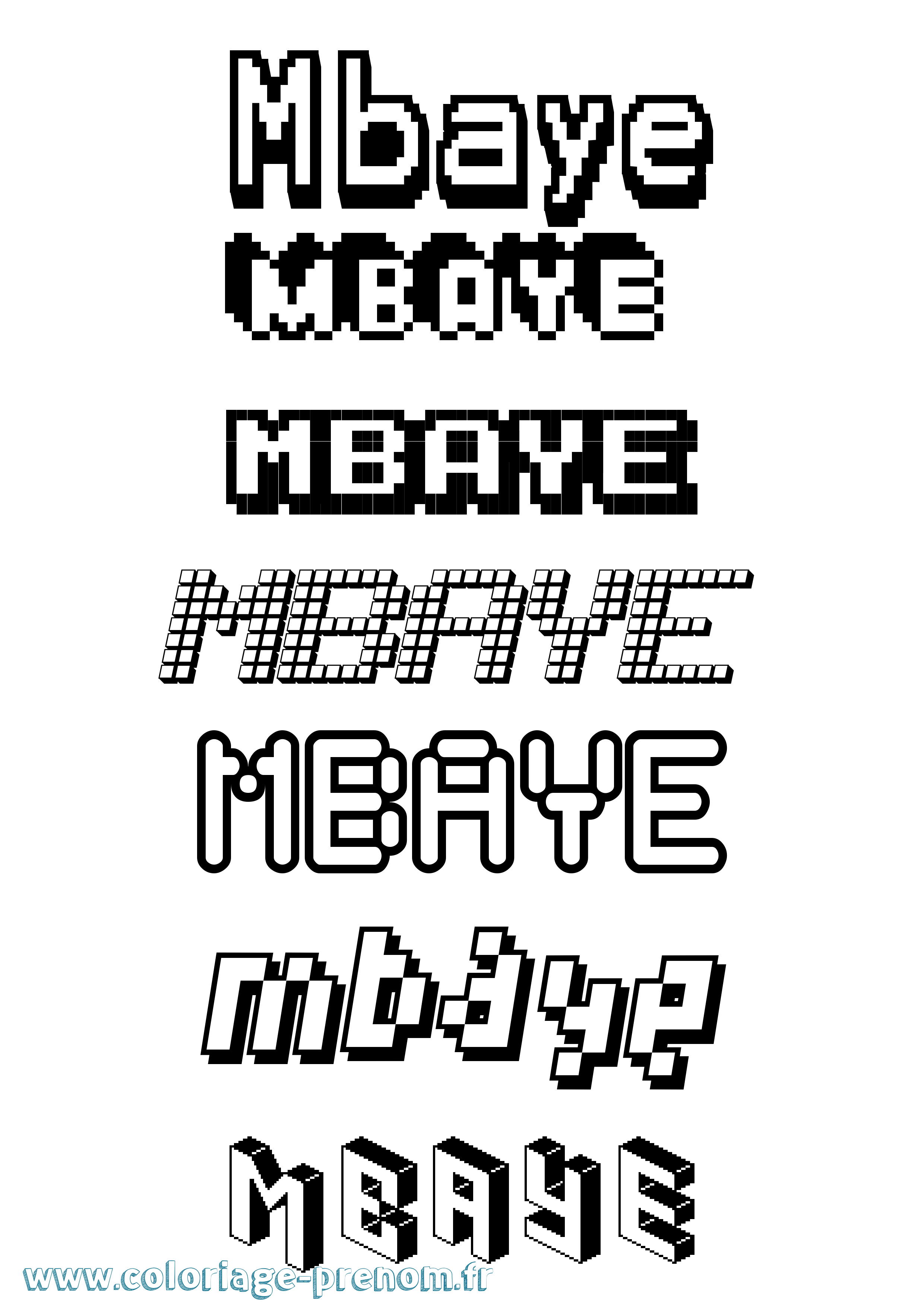 Coloriage prénom Mbaye Pixel