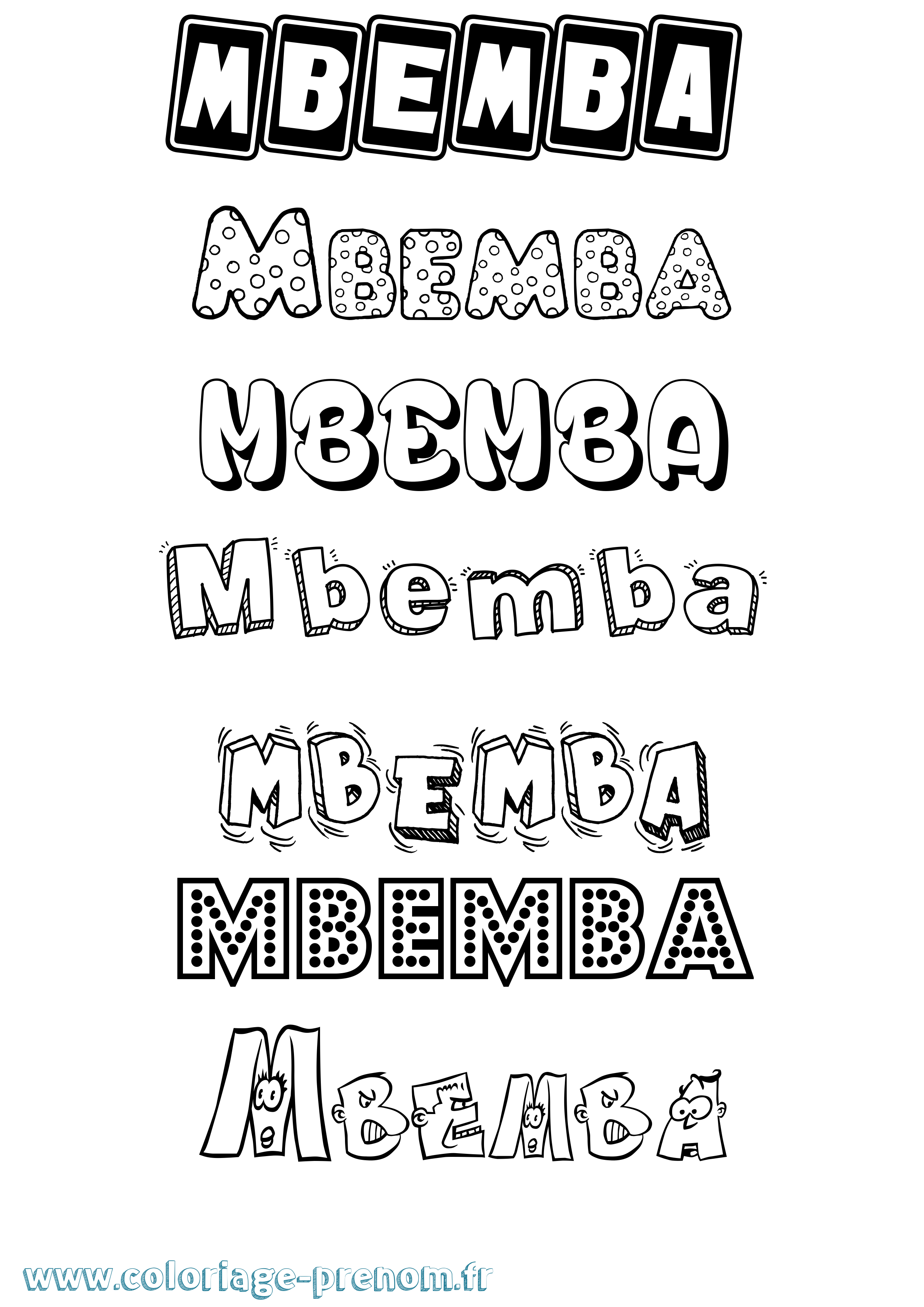 Coloriage prénom Mbemba Fun