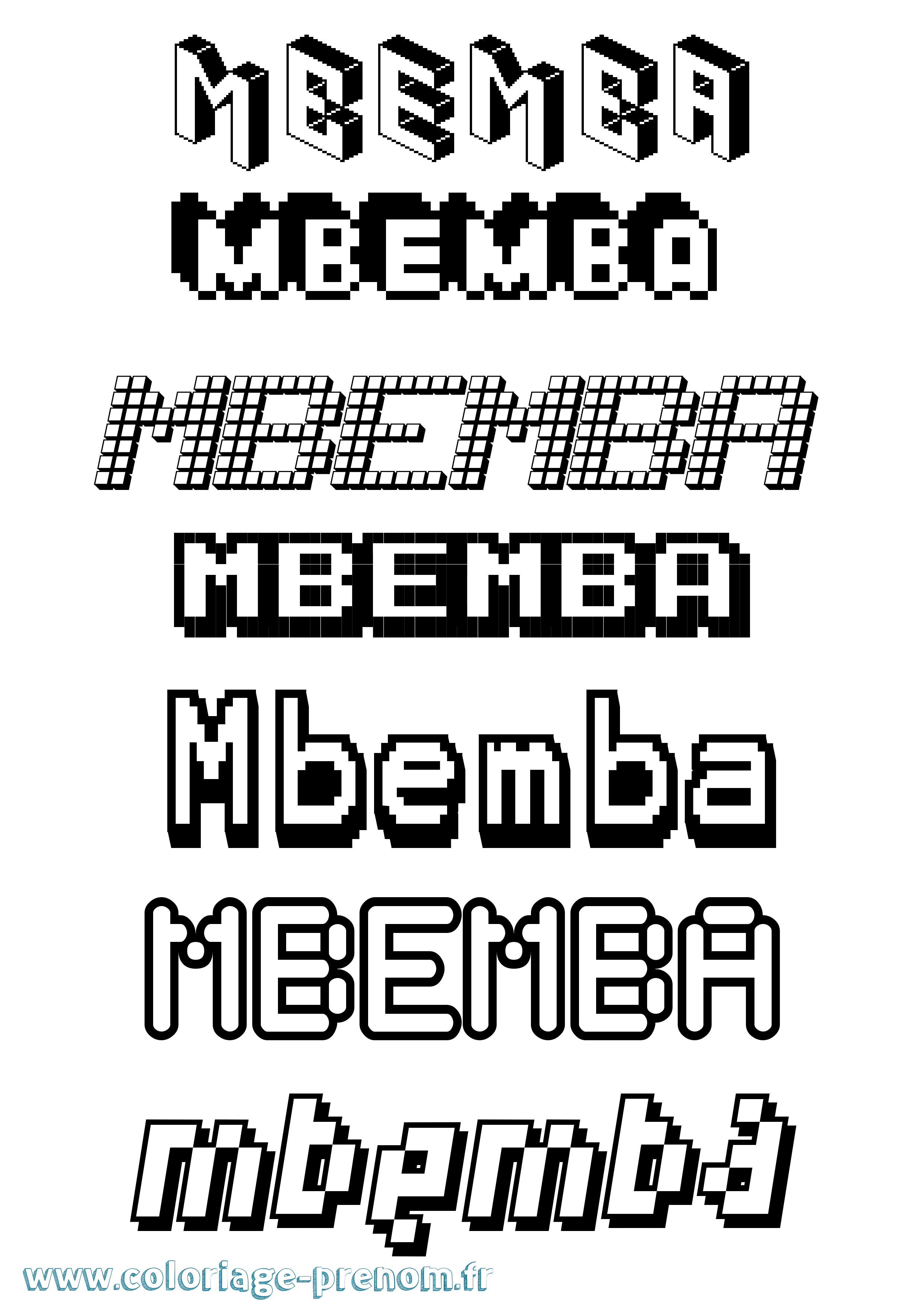 Coloriage prénom Mbemba Pixel