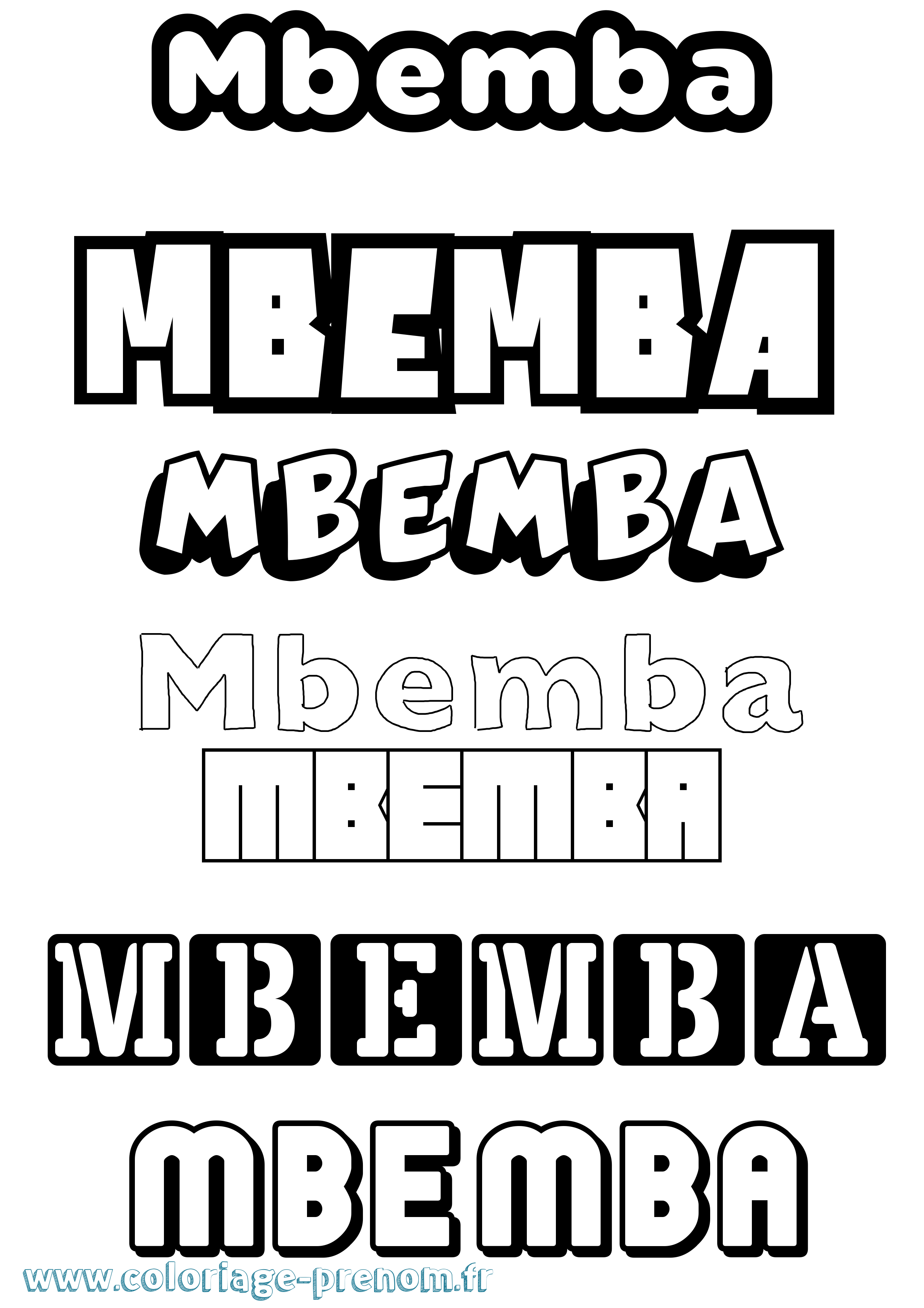 Coloriage prénom Mbemba Simple