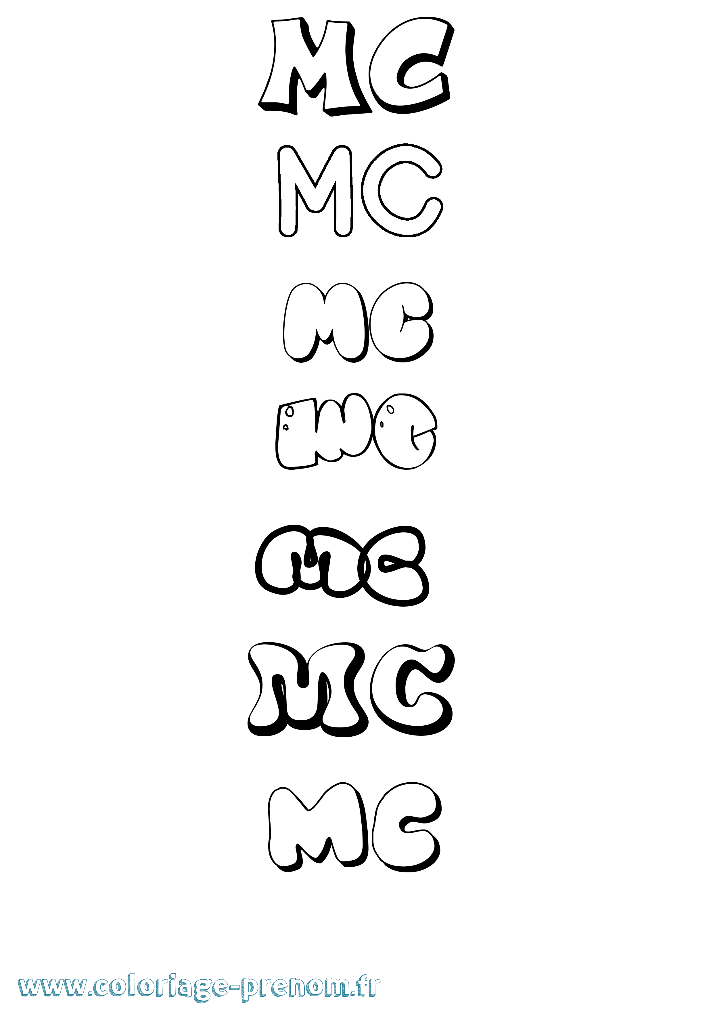 Coloriage prénom Mc Bubble