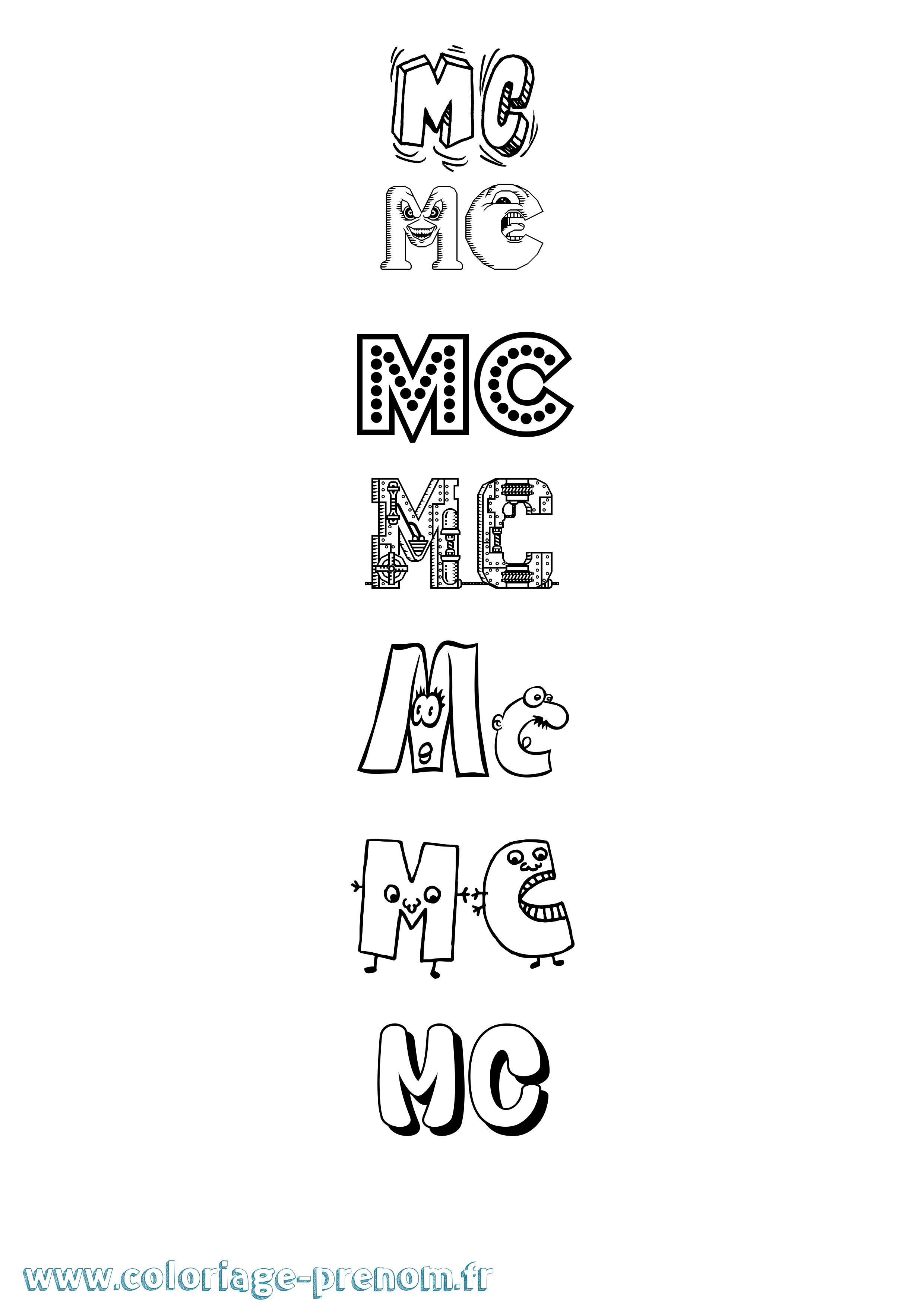 Coloriage prénom Mc Fun